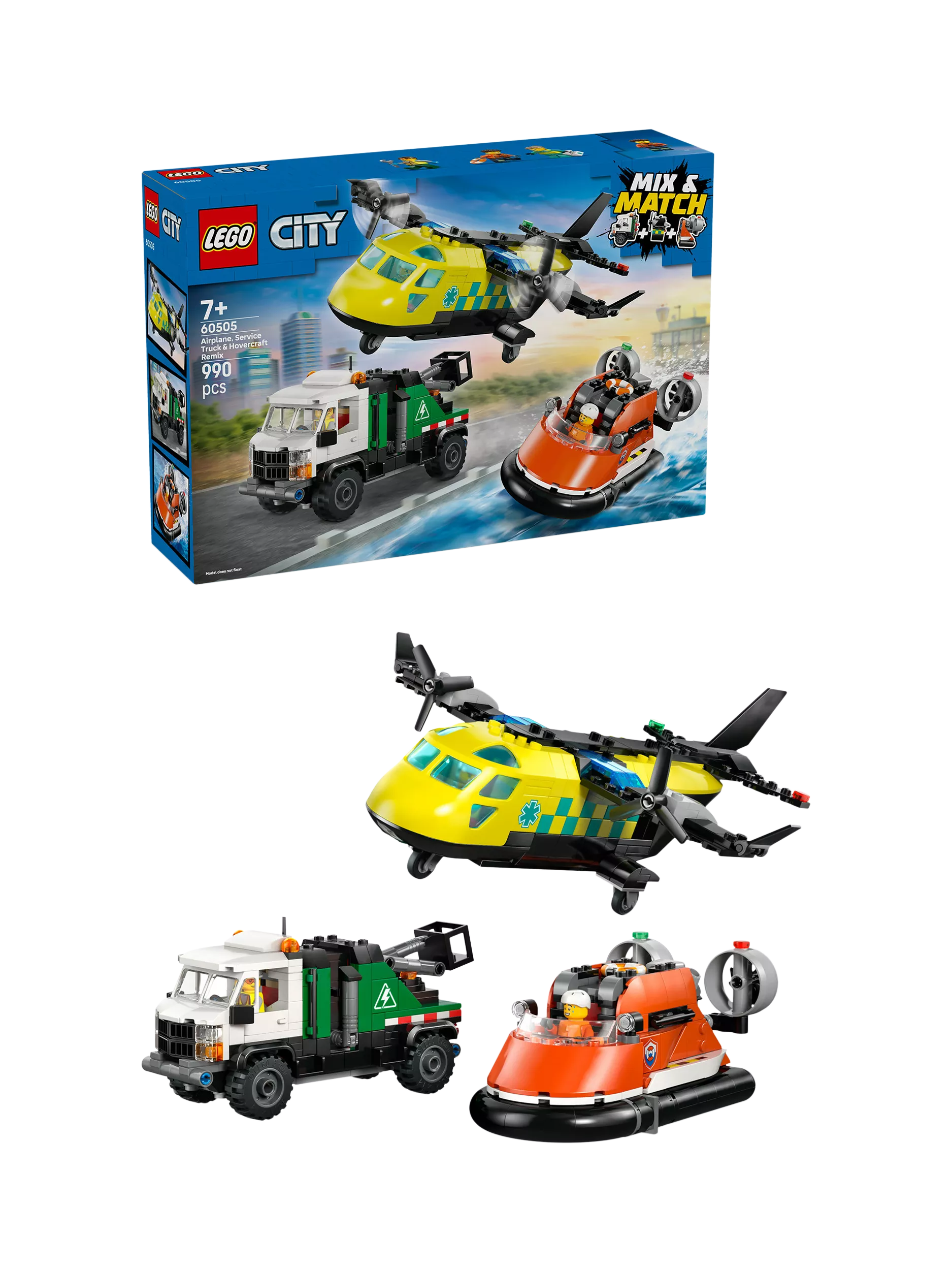 LEGO City 60505 airplane truck hovercraft building set - British product