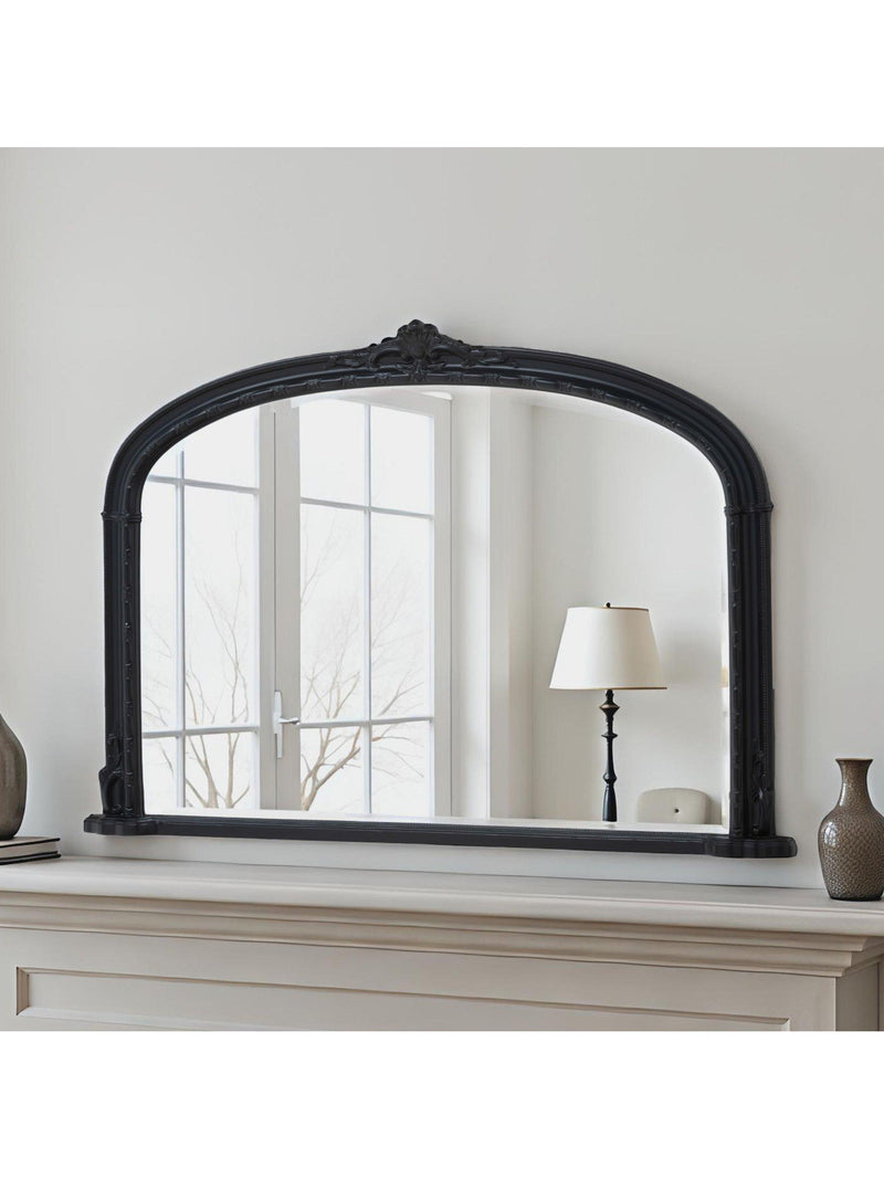 Yearn Victorian arched overmantel mirror bevelled glass 89 x 127cm, imported from the UK