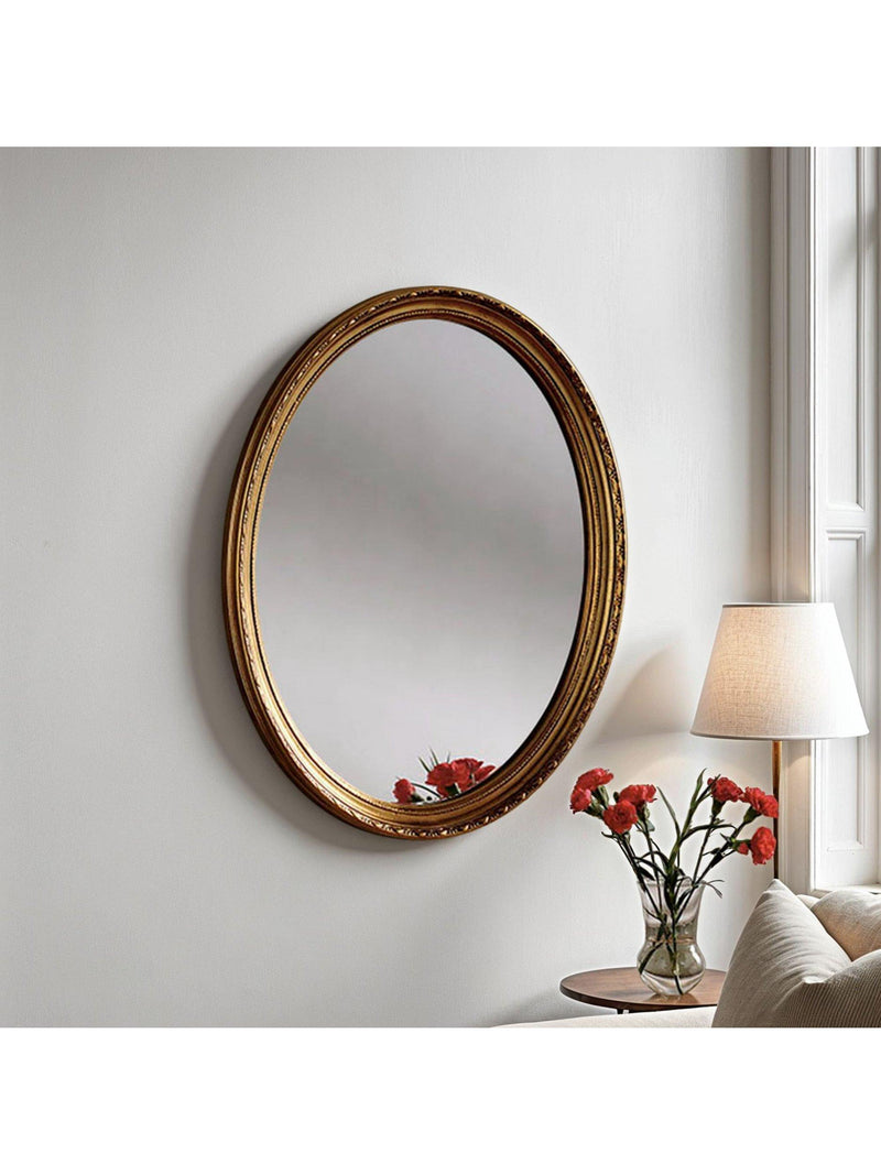 Yearn oval wall mirror 69x58cm gilt finish - British product
