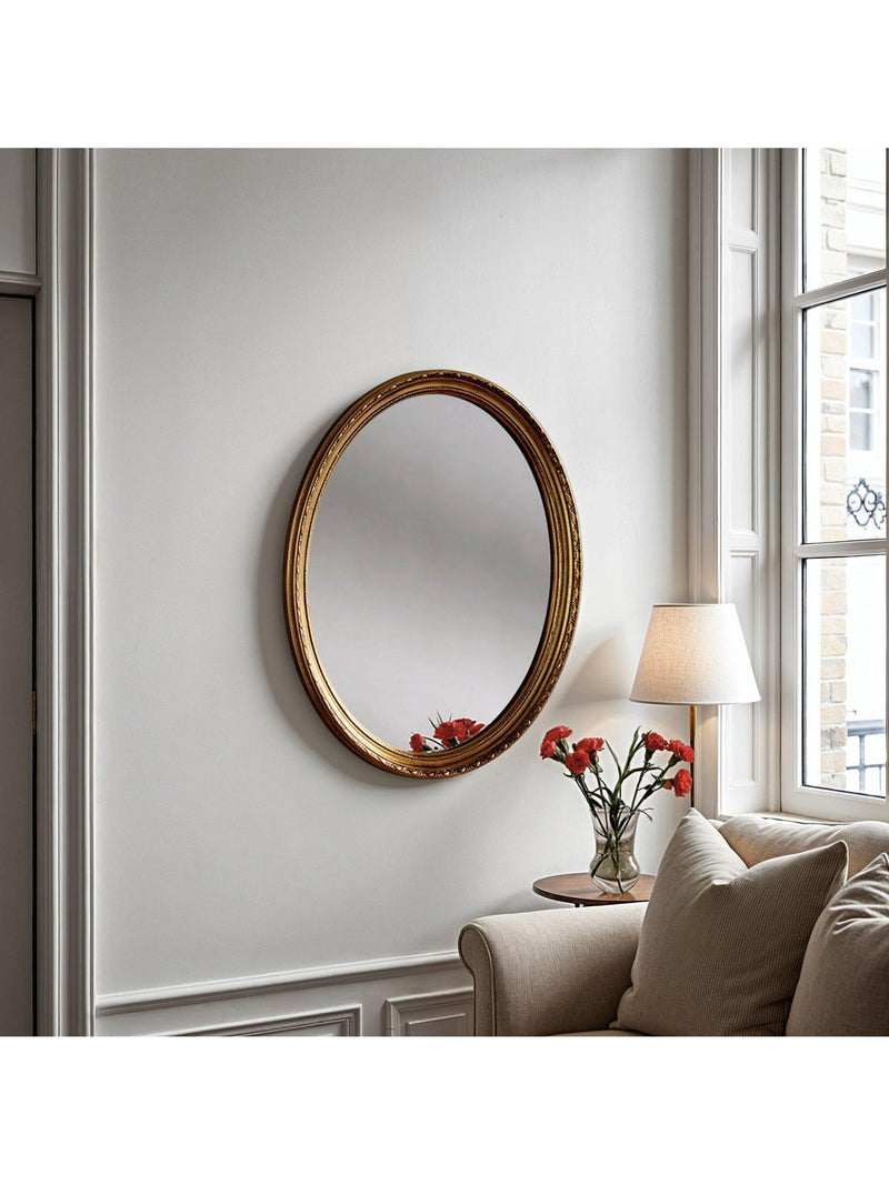 Yearn oval wall mirror 69x58cm gilt finish - British product