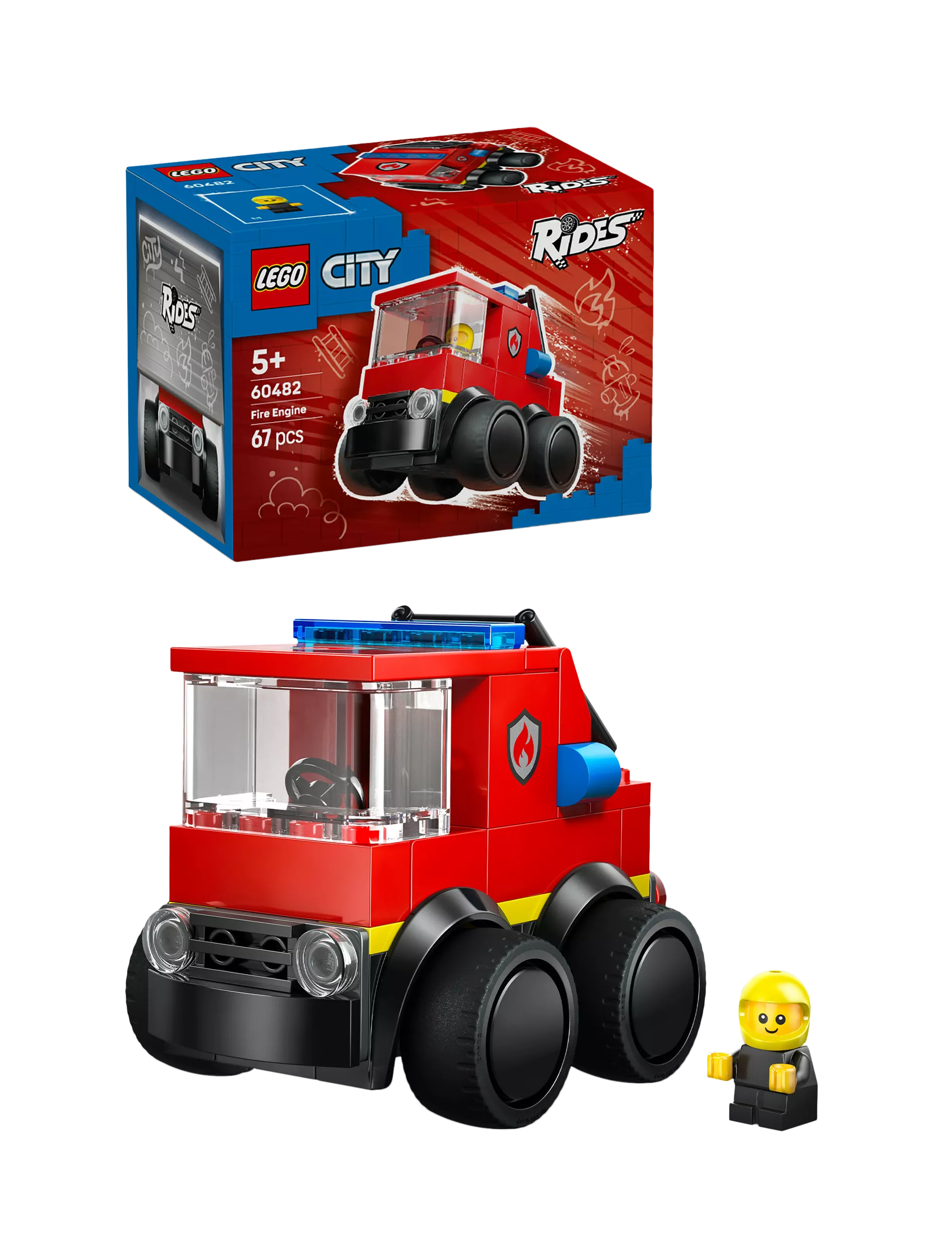 LEGO City fire engine mini building kit with rubber tyres (British brand)