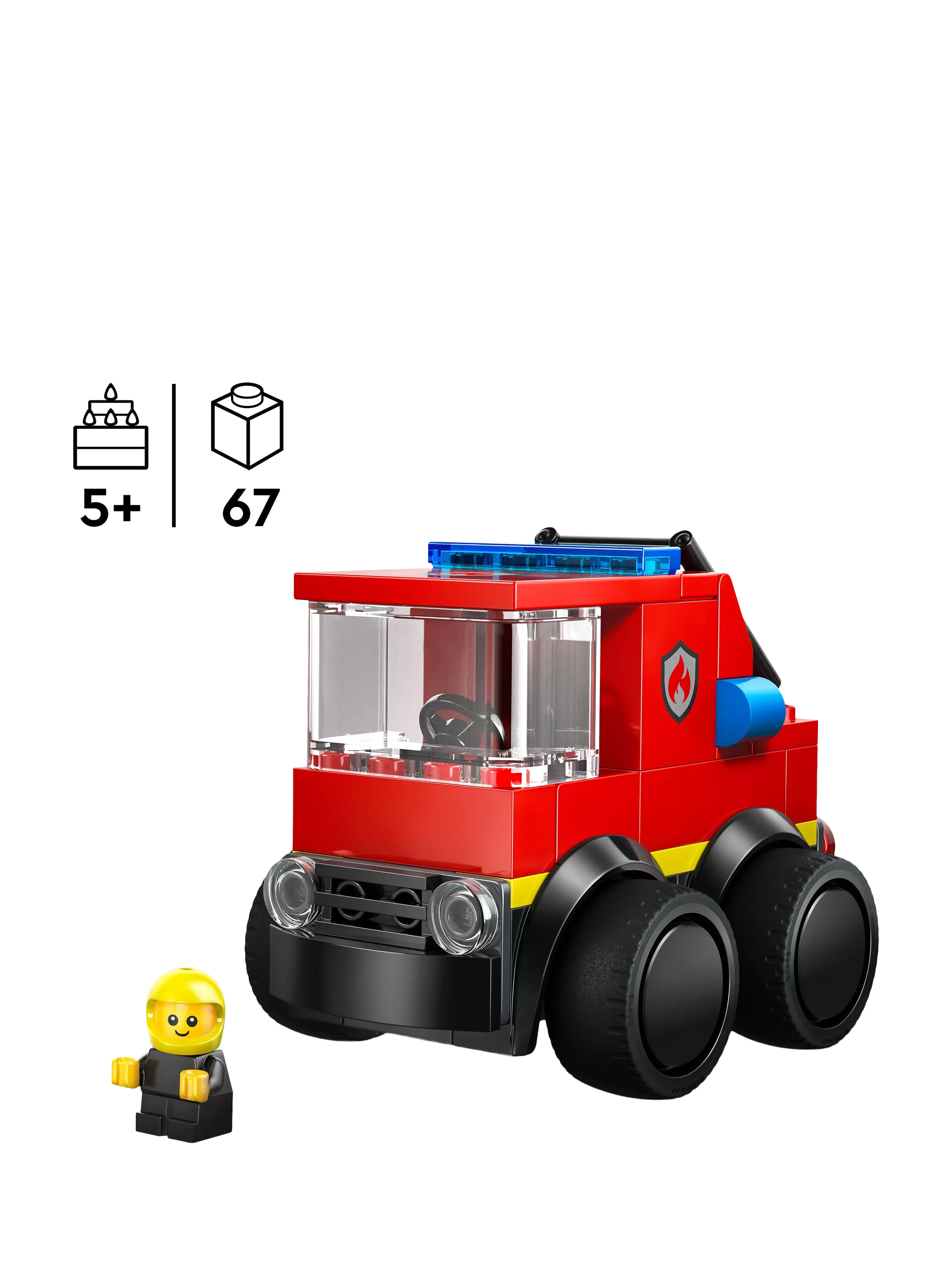 LEGO City fire engine mini building kit with rubber tyres (British brand)