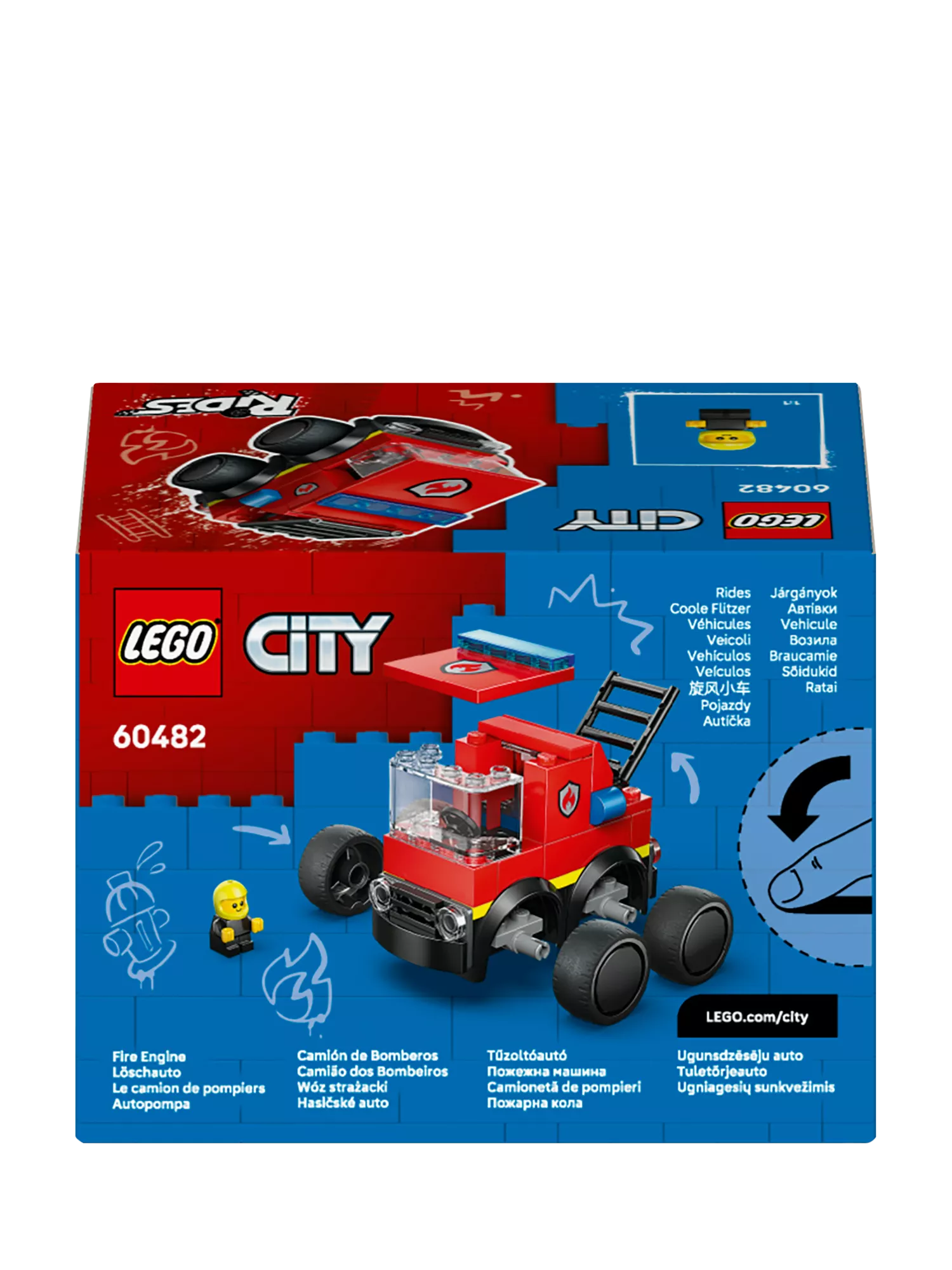 LEGO City fire engine mini building kit with rubber tyres (British brand)