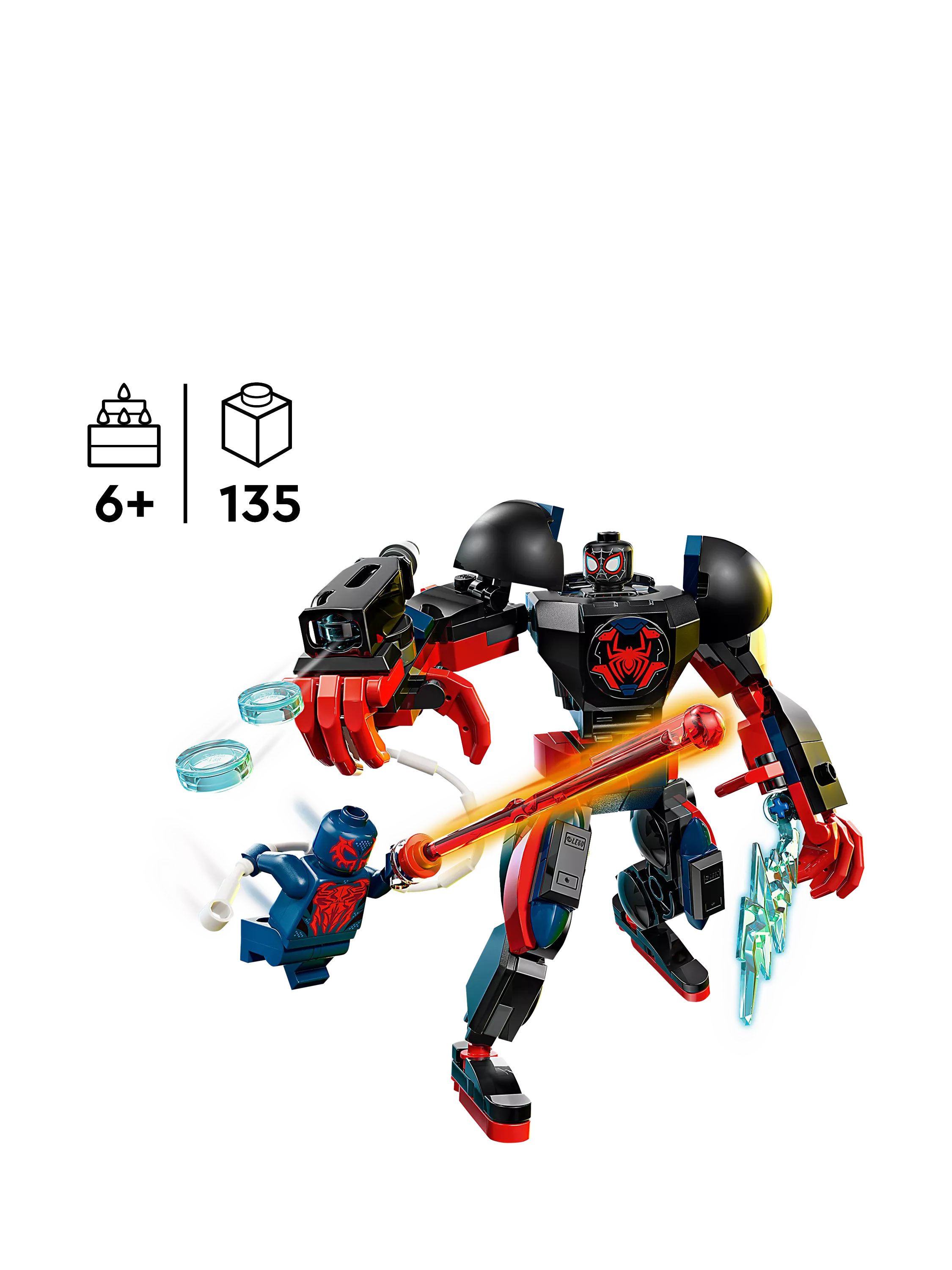 LEGO Miles Morales Mech vs Spider-Man 2099, imported from the UK