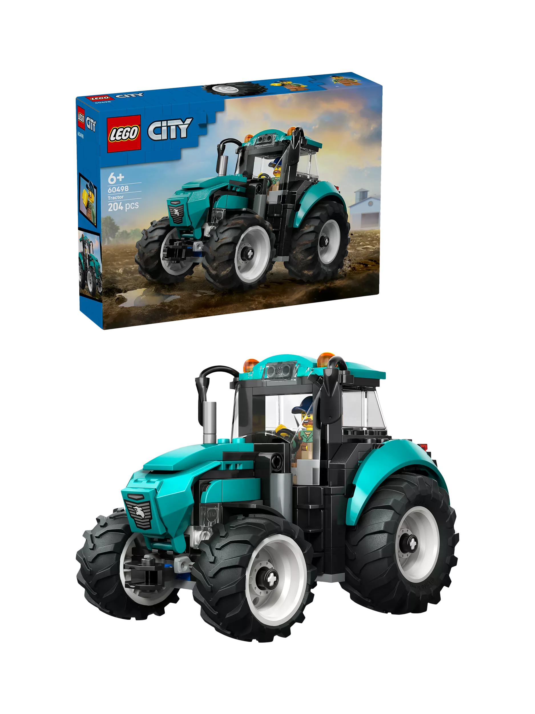 LEGO City tractor building set 60498 with farmer minifigure (British brand)