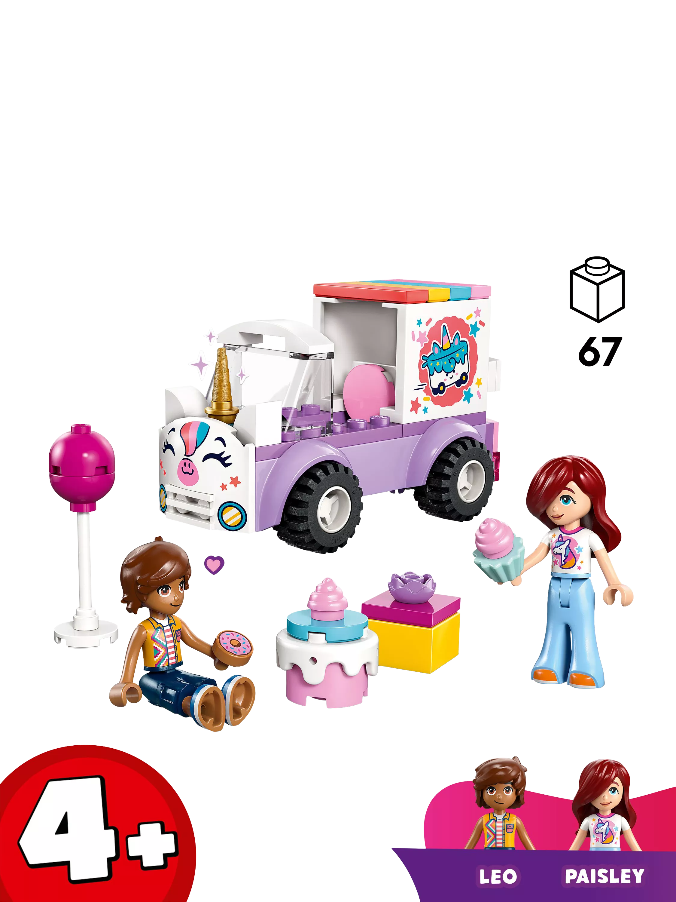 LEGO Friends Unicorn Cake Delivery Car construction set 67 pieces - British product