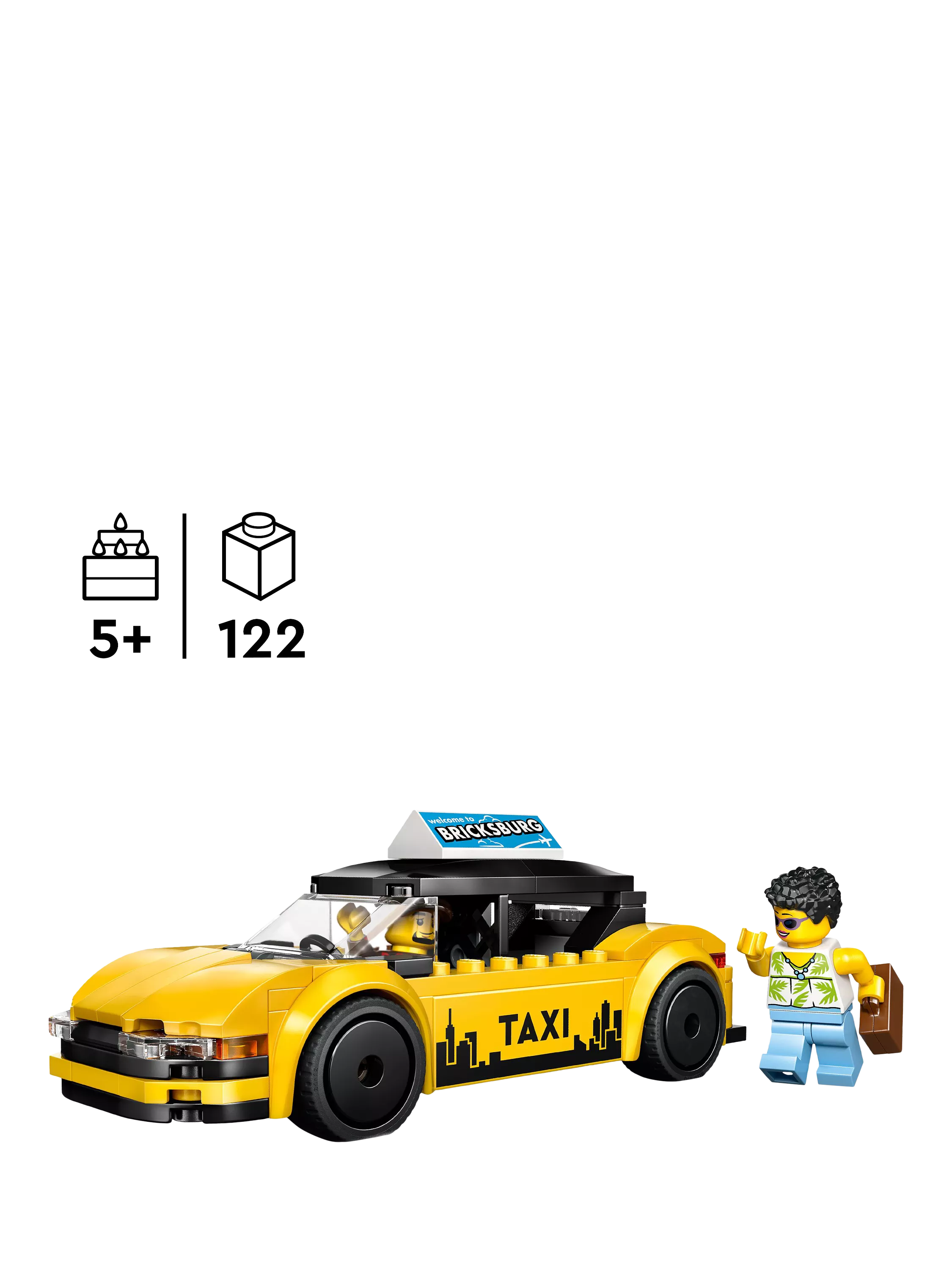 LEGO City Yellow Taxi model car 122 pieces - British product