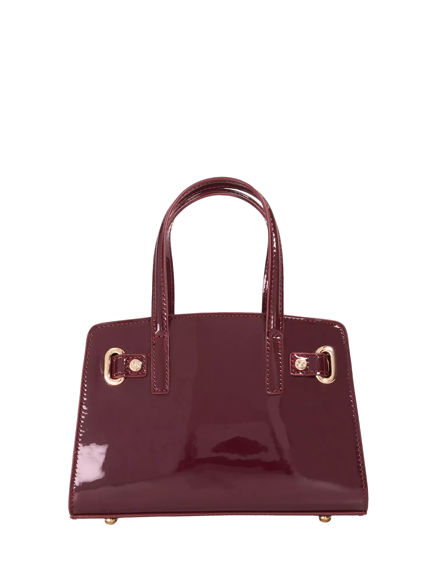 Dune London burgundy leather grab bag with belted detail, imported from the UK