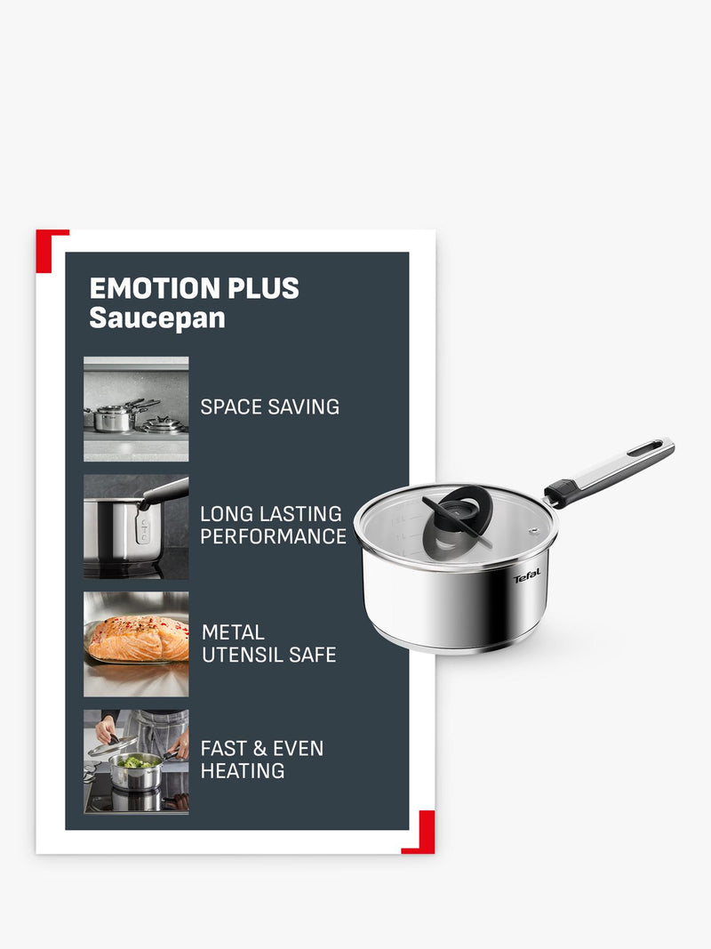 Tefal Emotion Plus stainless steel saucepan, imported from the UK