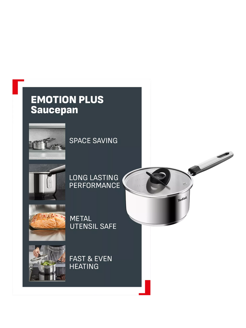 Tefal Emotion Plus stainless steel saucepan, imported from the UK