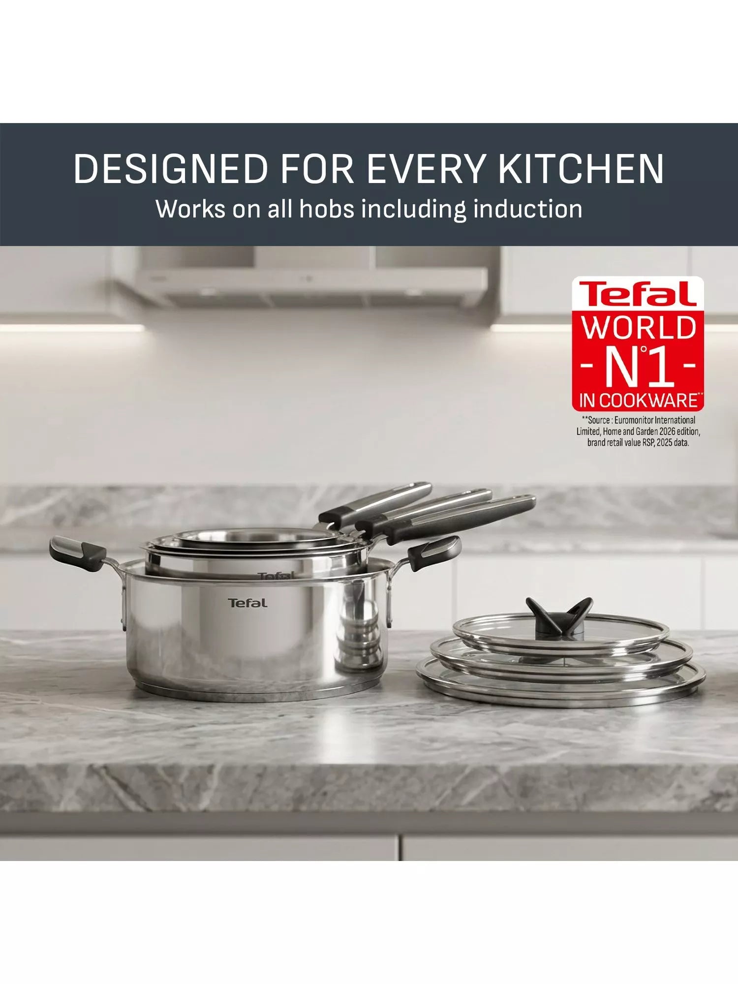 Tefal Emotion Plus stainless steel saucepan, imported from the UK