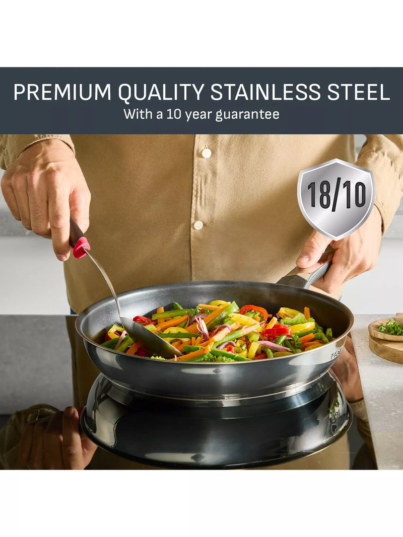 Tefal Emotion Plus stainless steel non-stick wok 28cm - British product