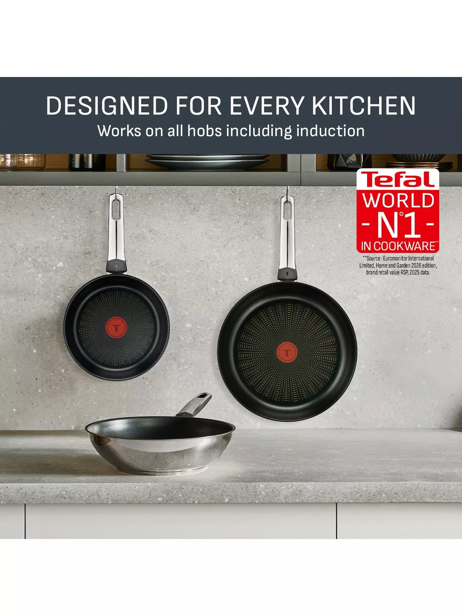 Tefal Emotion Plus stainless steel non-stick wok 28cm - British product