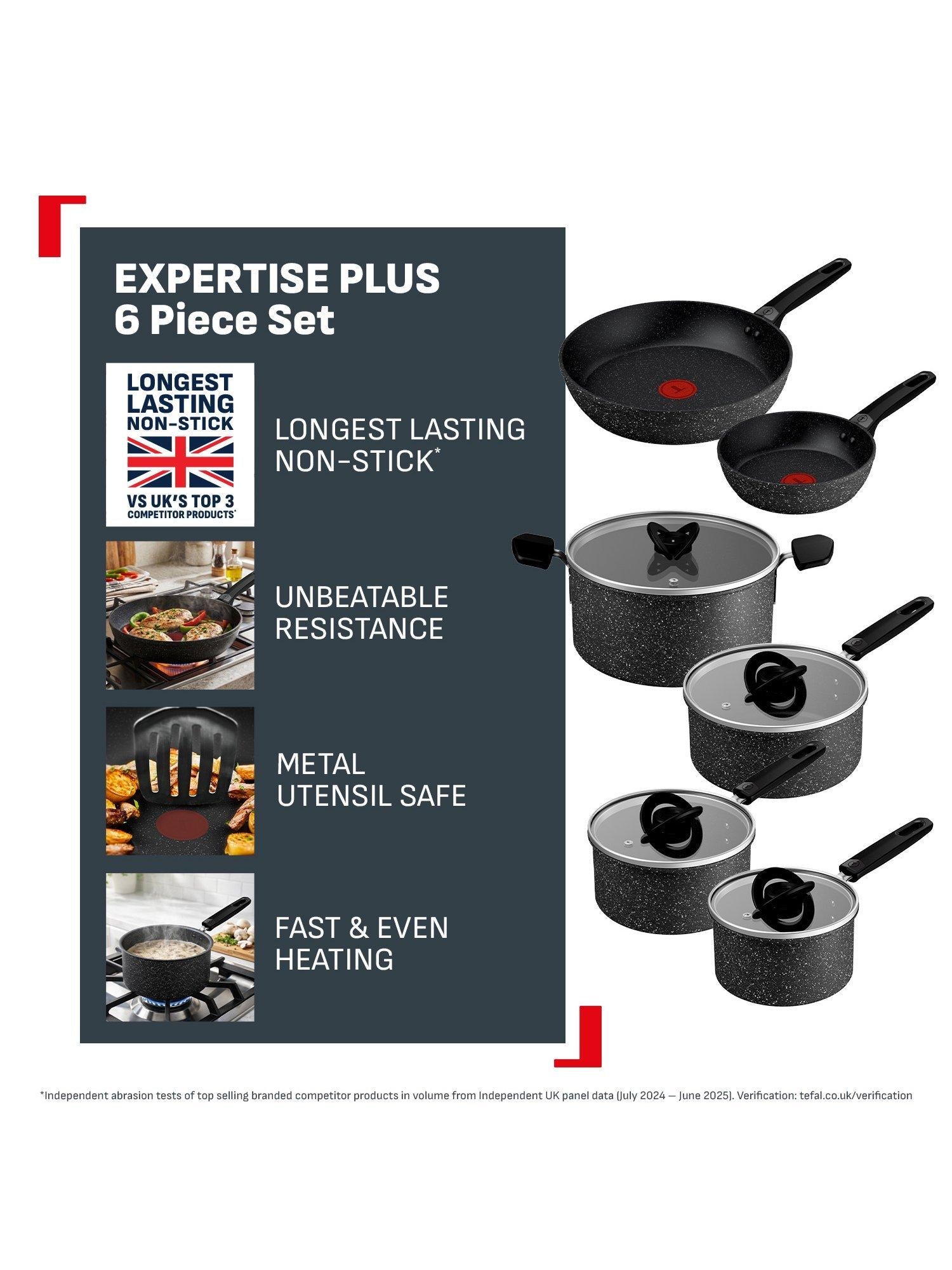 Tefal 6-piece non-stick pan set - British product