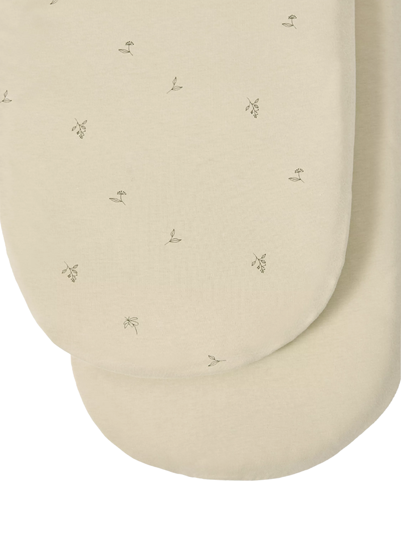 Little Green Sheep Moses basket fitted sheet twin pack (British brand)