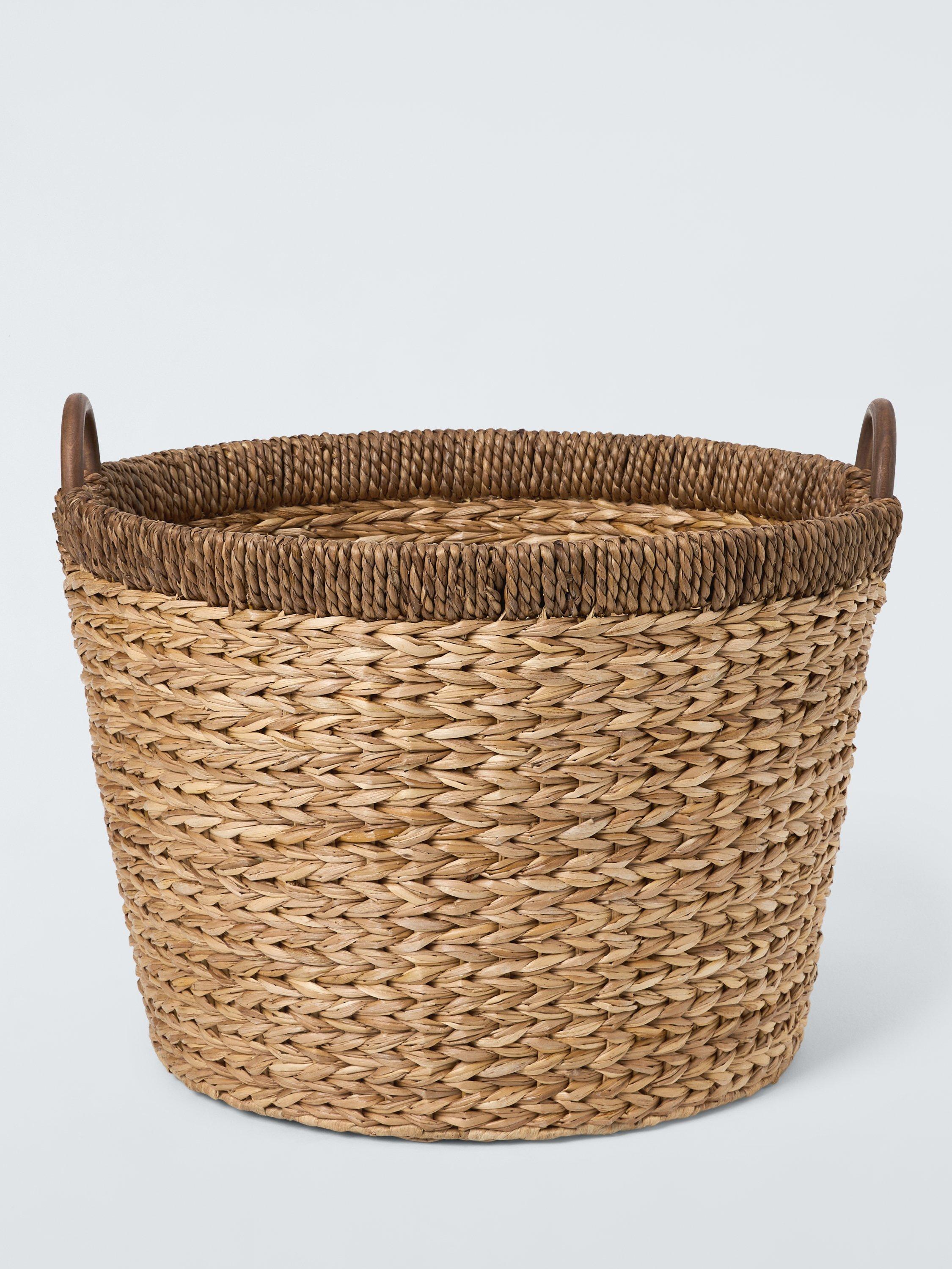 John Lewis contrast rim log basket natural brown - British product