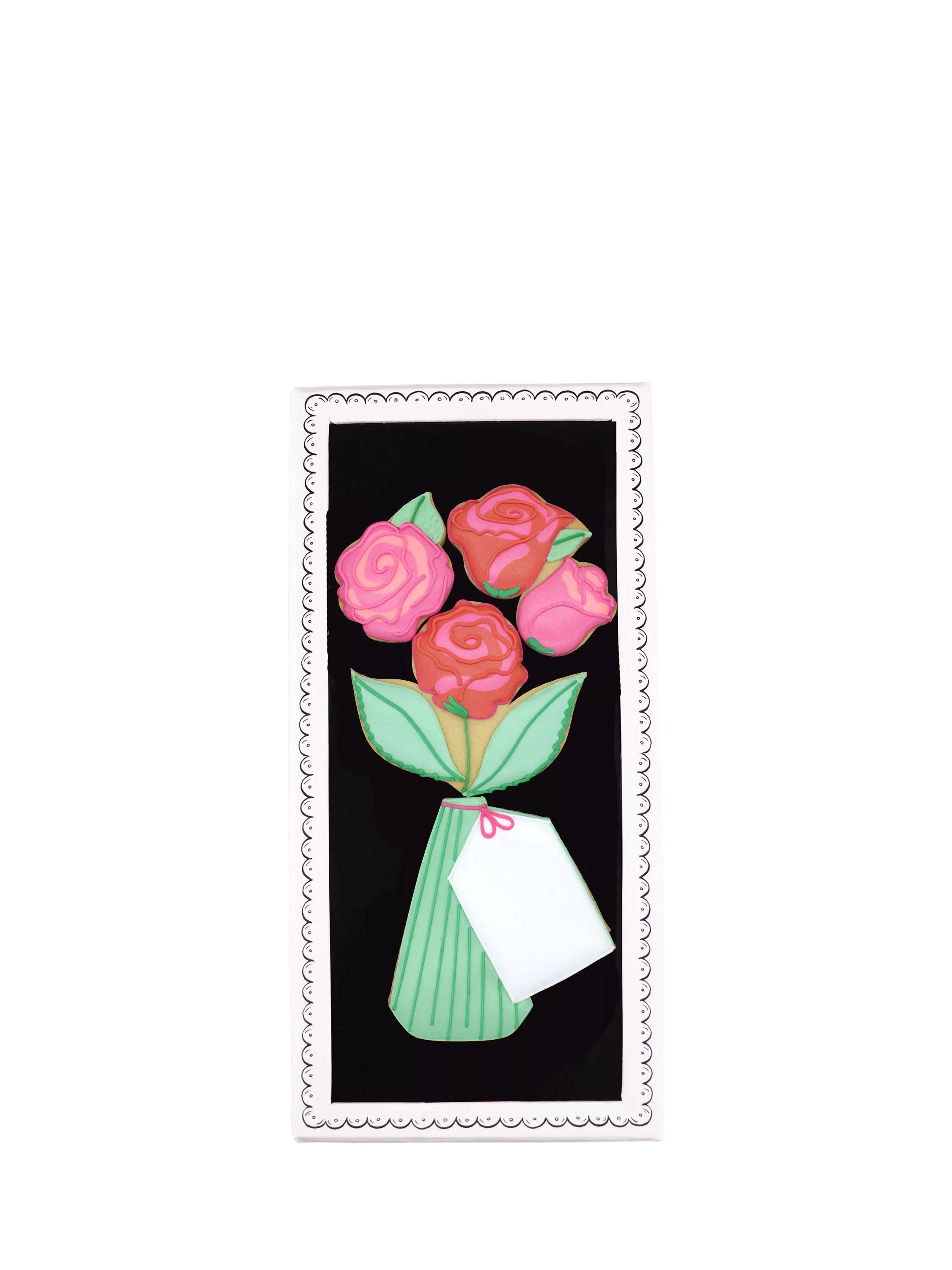 Biscuiteers hand-iced roses letterbox biscuit 60g (British brand)