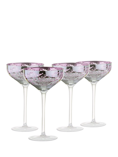 John Lewis Artland Filigree Electroplated Coupe Cocktail Glasses, Set of 4, Lilac, 350ml- Buy online at McGrocer