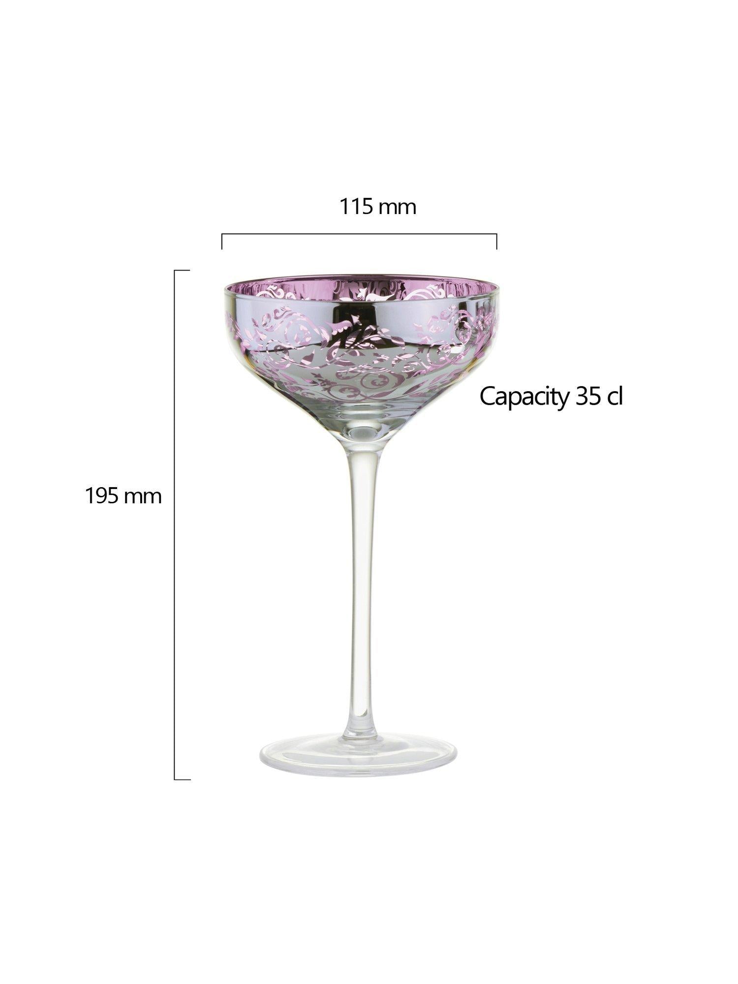 Artland filigree coupe cocktail glasses set of 4 lilac, imported from the UK