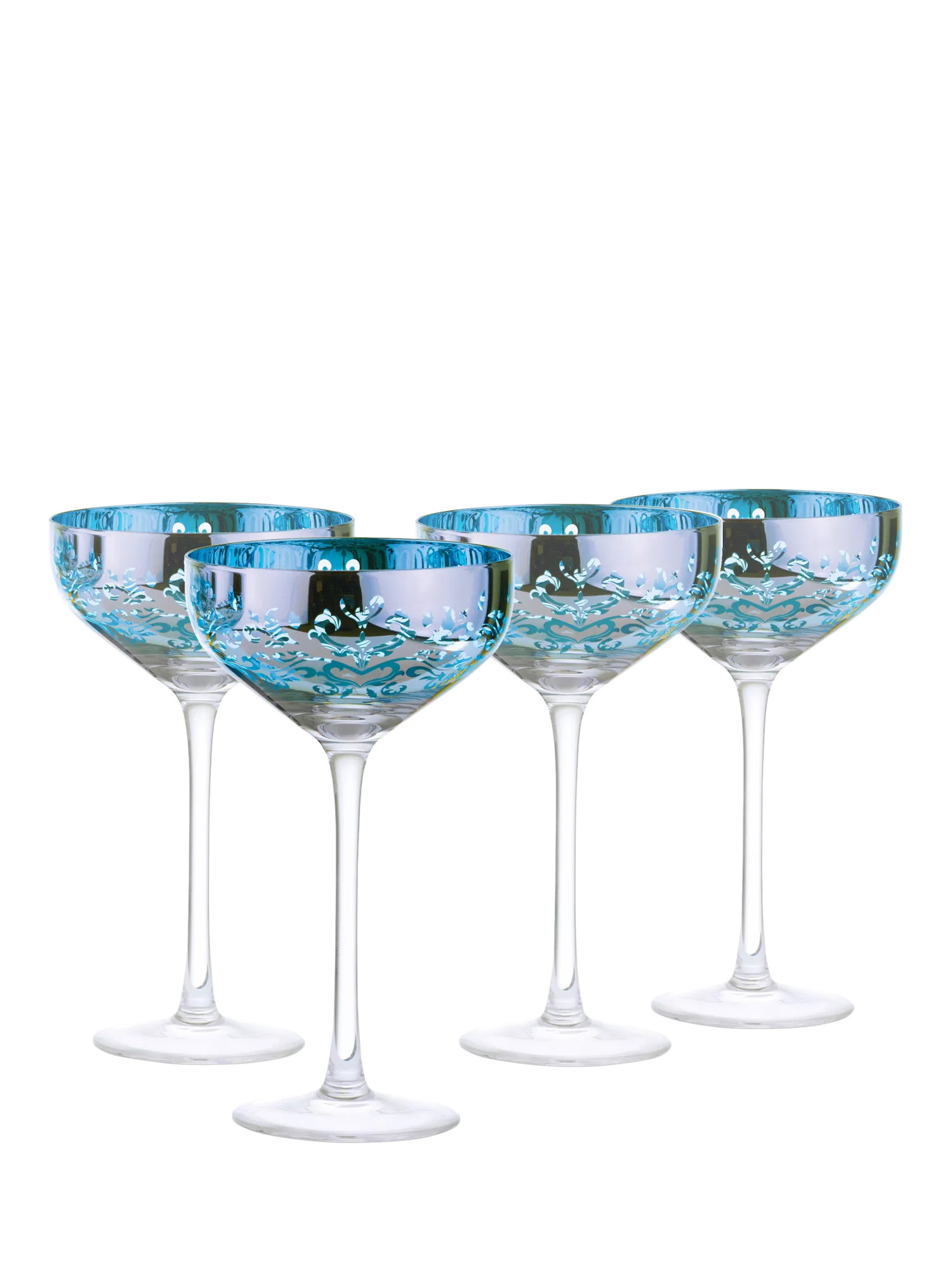 Artland coupe cocktail glasses with electroplated filigree 350ml - British product