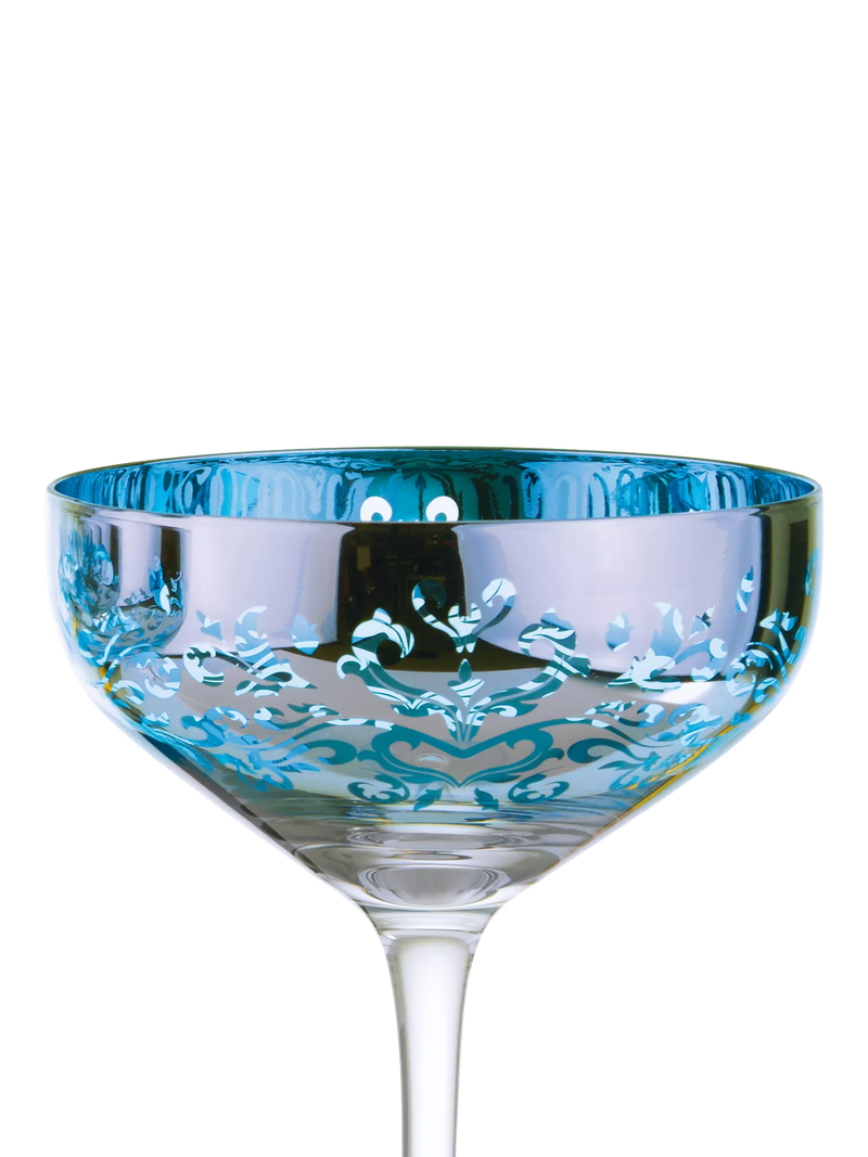Artland coupe cocktail glasses with electroplated filigree 350ml - British product