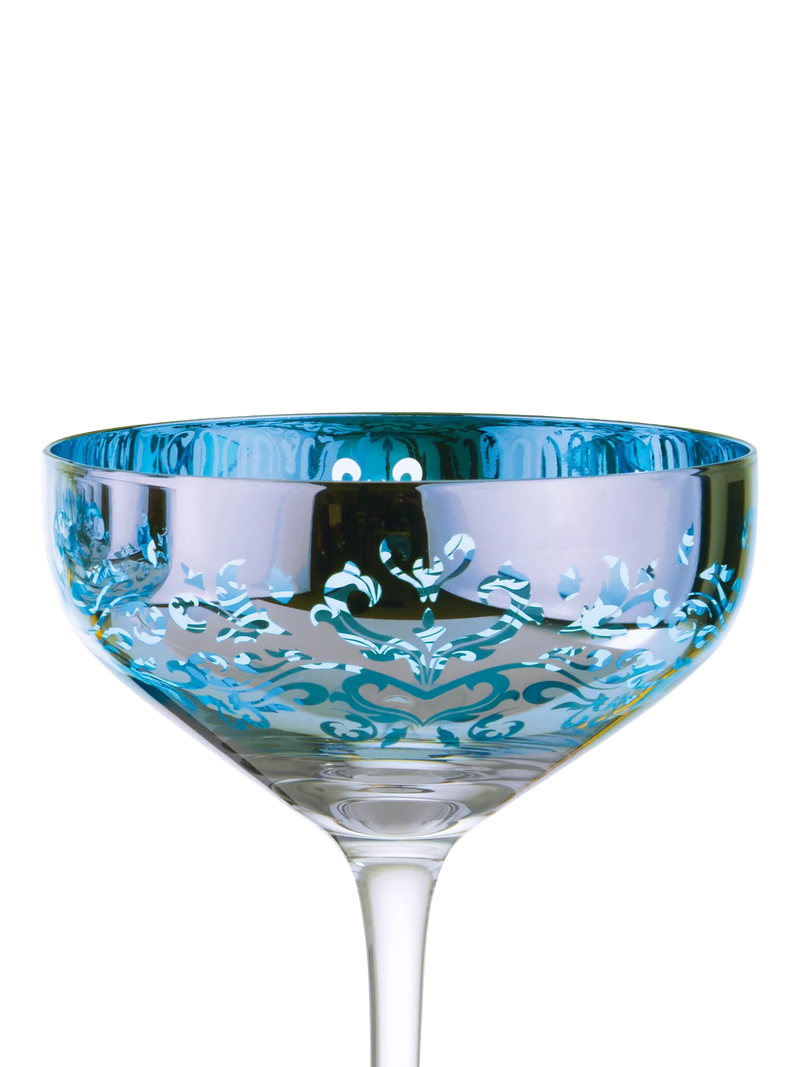 Artland coupe cocktail glasses with electroplated filigree 350ml - British product