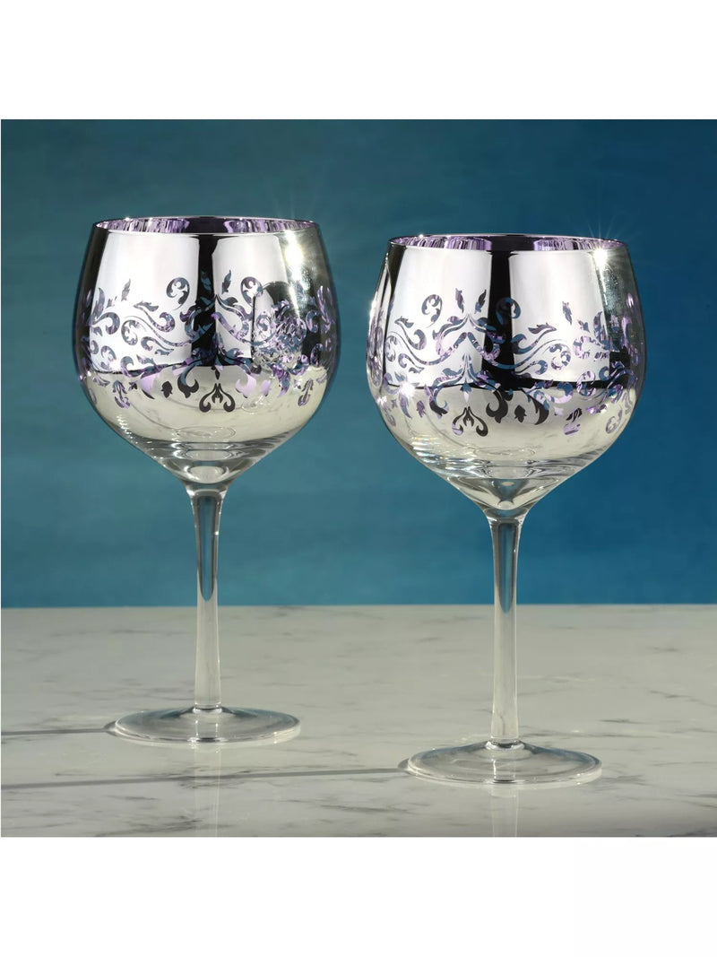 Artland filigree electroplated gin glasses lilac (British brand)