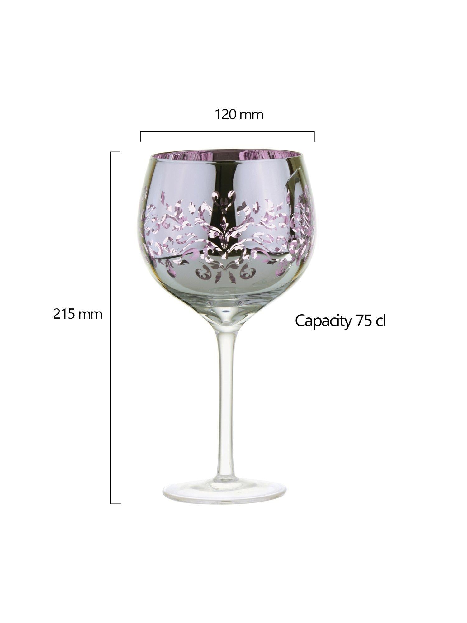 Artland filigree electroplated gin glasses lilac (British brand)