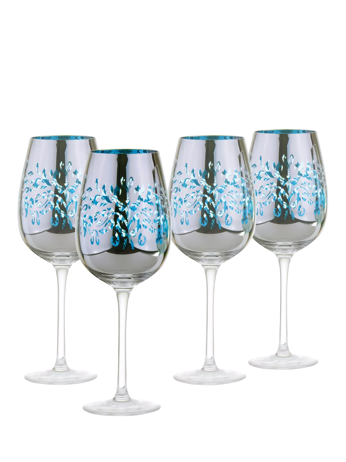 Artland filigree electroplated wine glasses set of 4 blue, UK version