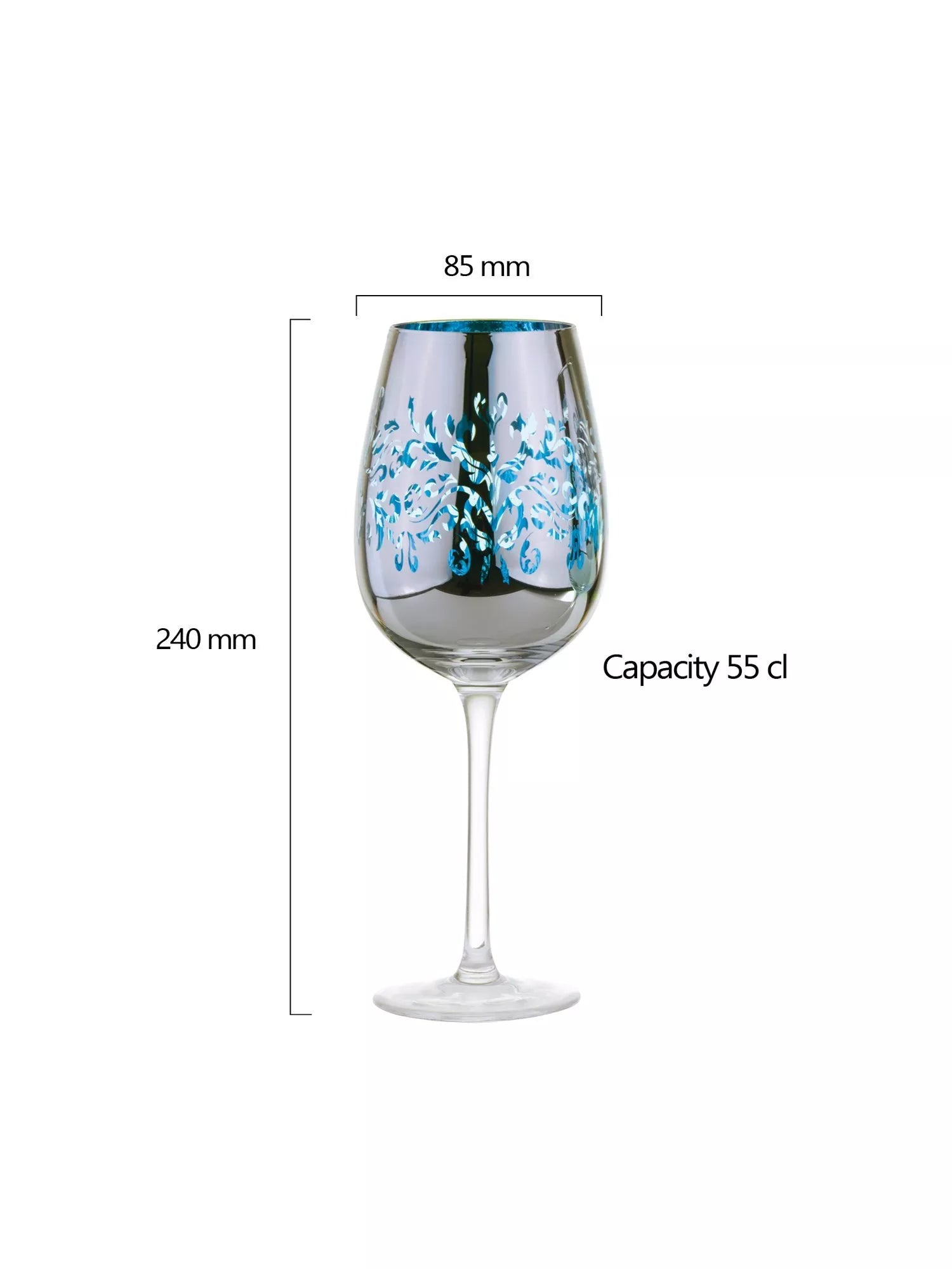 Artland filigree electroplated wine glasses set of 4 blue, UK version