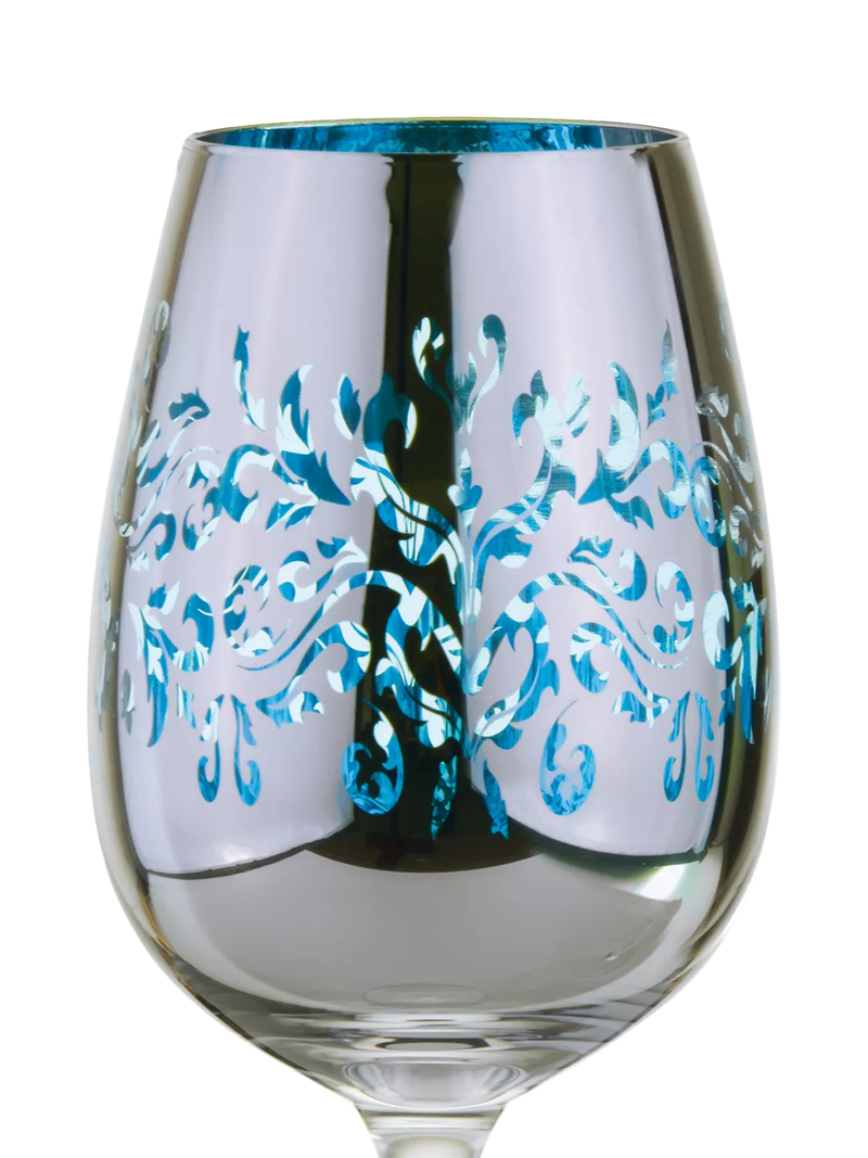 Artland filigree electroplated wine glasses set of 4 blue, UK version