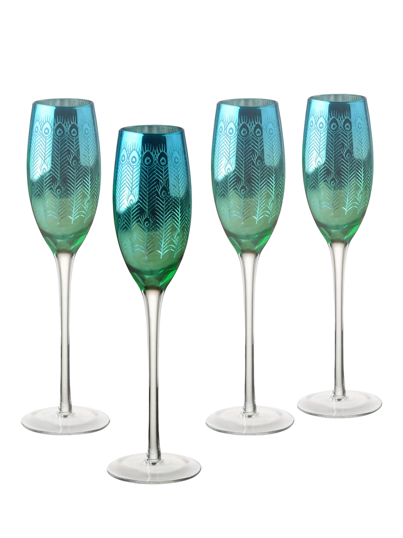 Artland peacock electroplated champagne flutes 200ml set of 2 - British product