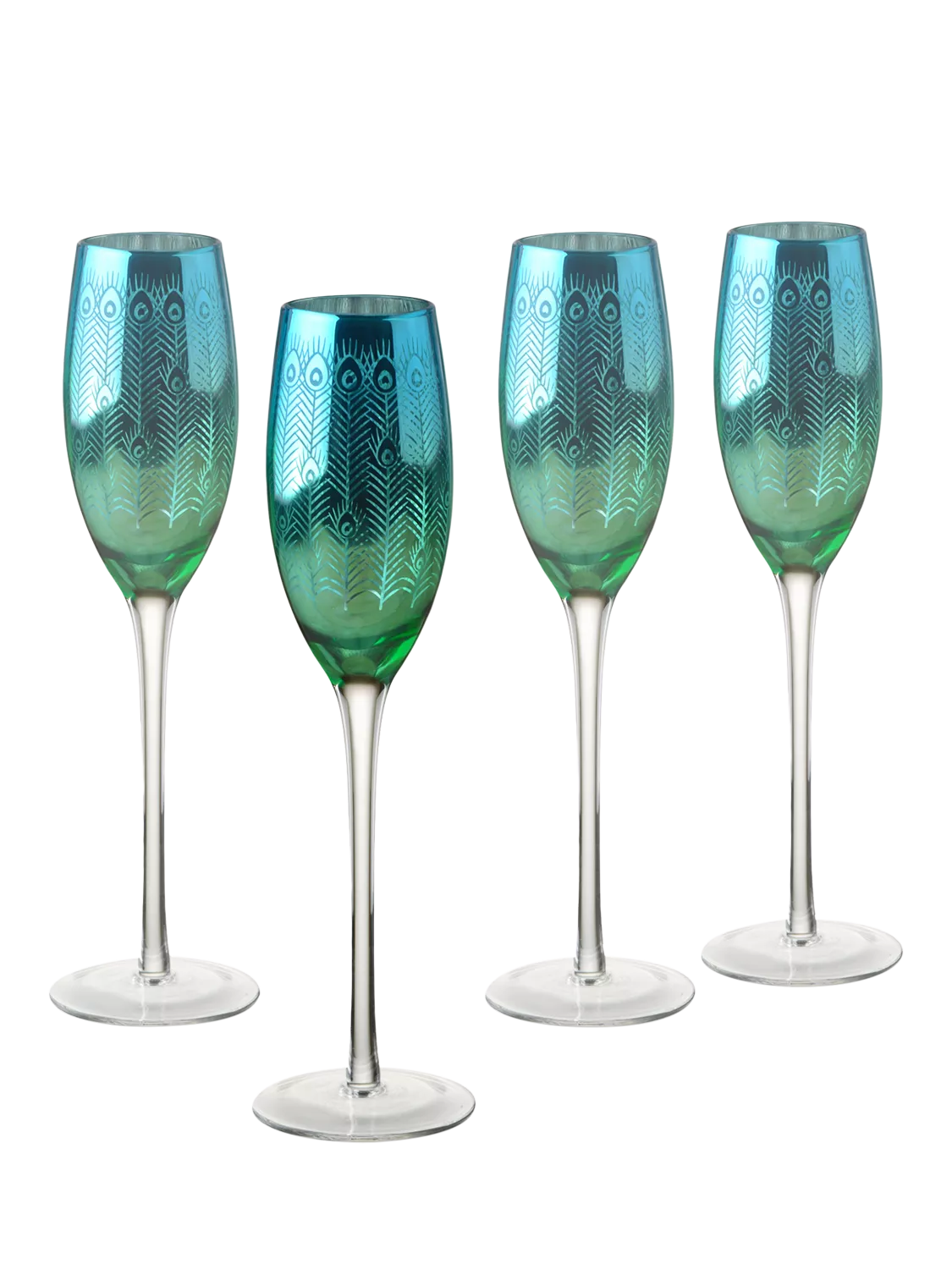 Artland peacock electroplated champagne flutes 200ml set of 2 - British product