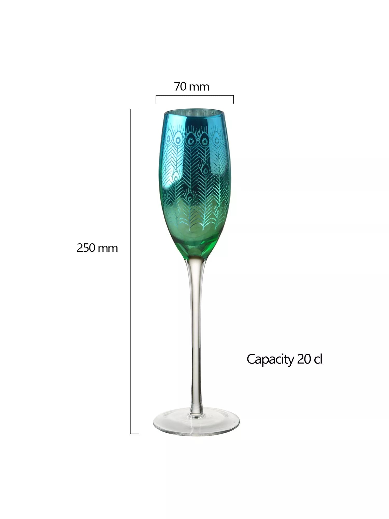 Artland peacock electroplated champagne flutes 200ml set of 2 - British product