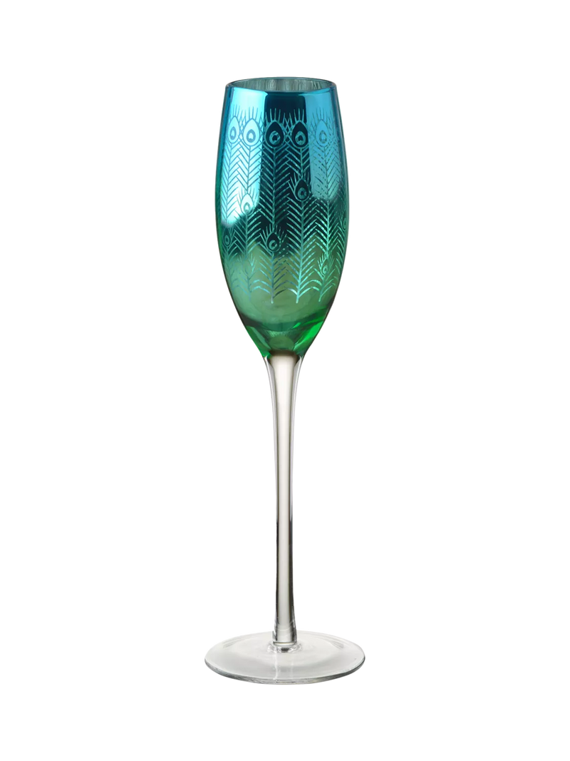 Artland peacock electroplated champagne flutes 200ml set of 2 - British product
