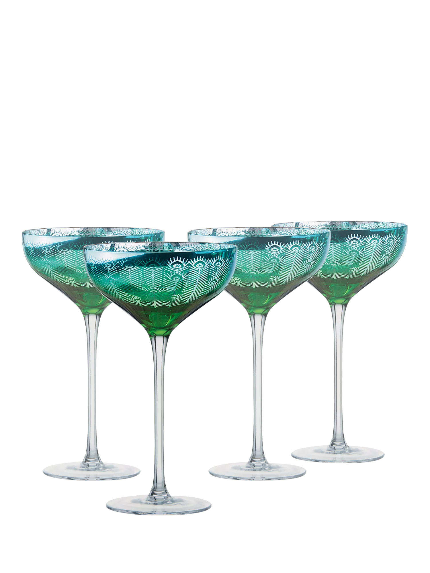 Artland Peacock green coupe cocktail glass set of 2 - British product
