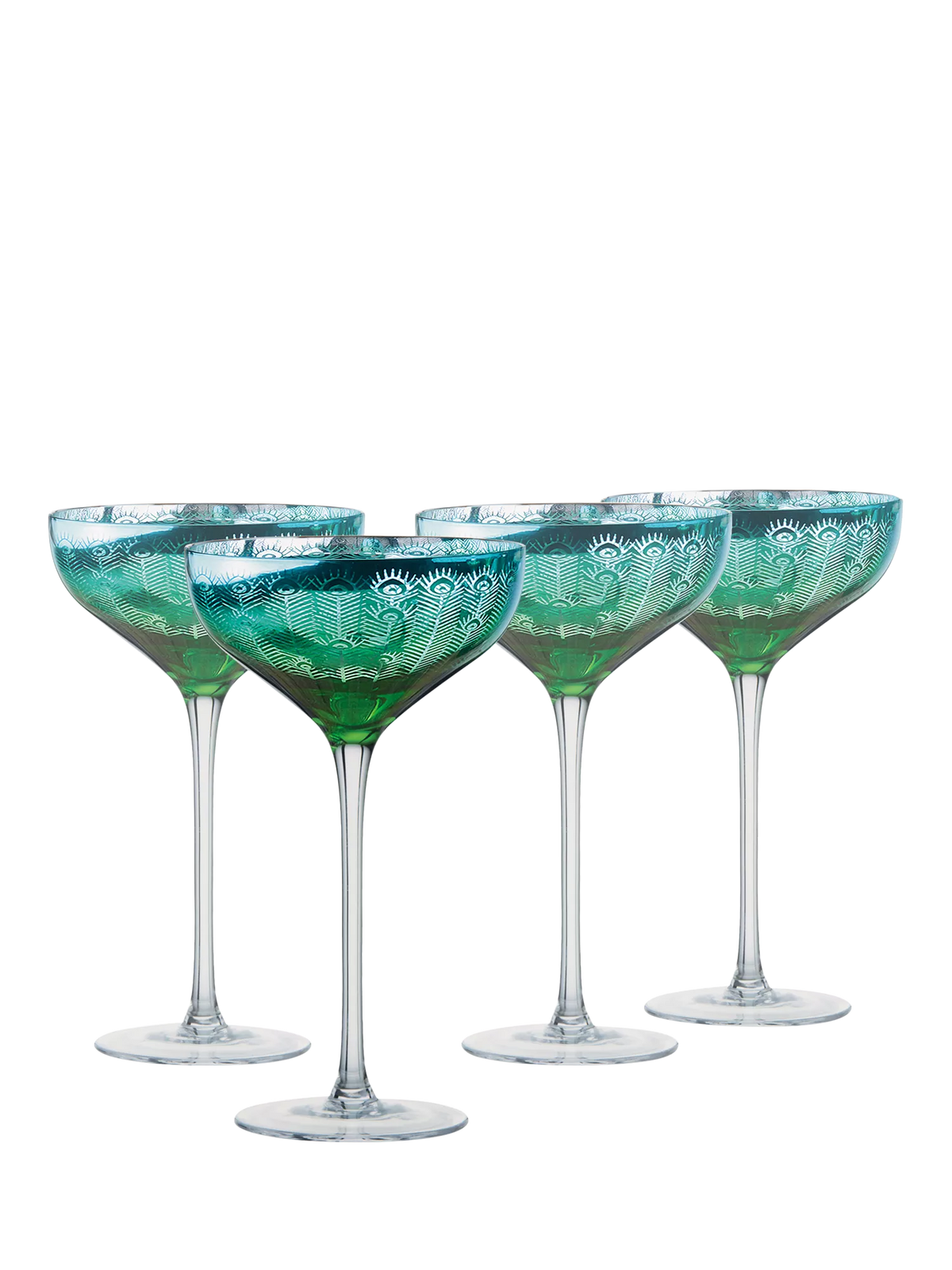 Artland Peacock green coupe cocktail glass set of 2 - British product