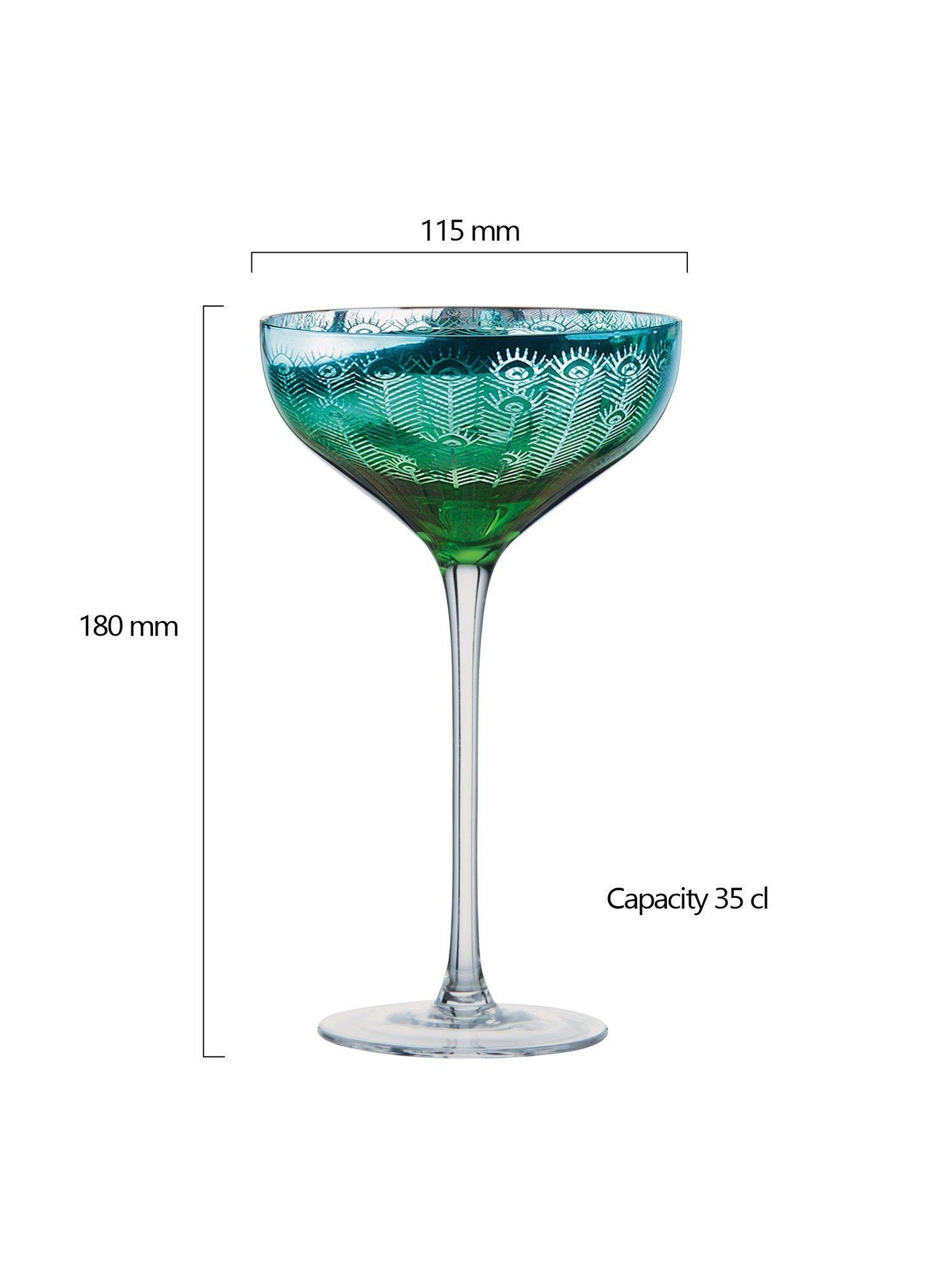 Artland Peacock green coupe cocktail glass set of 2 - British product