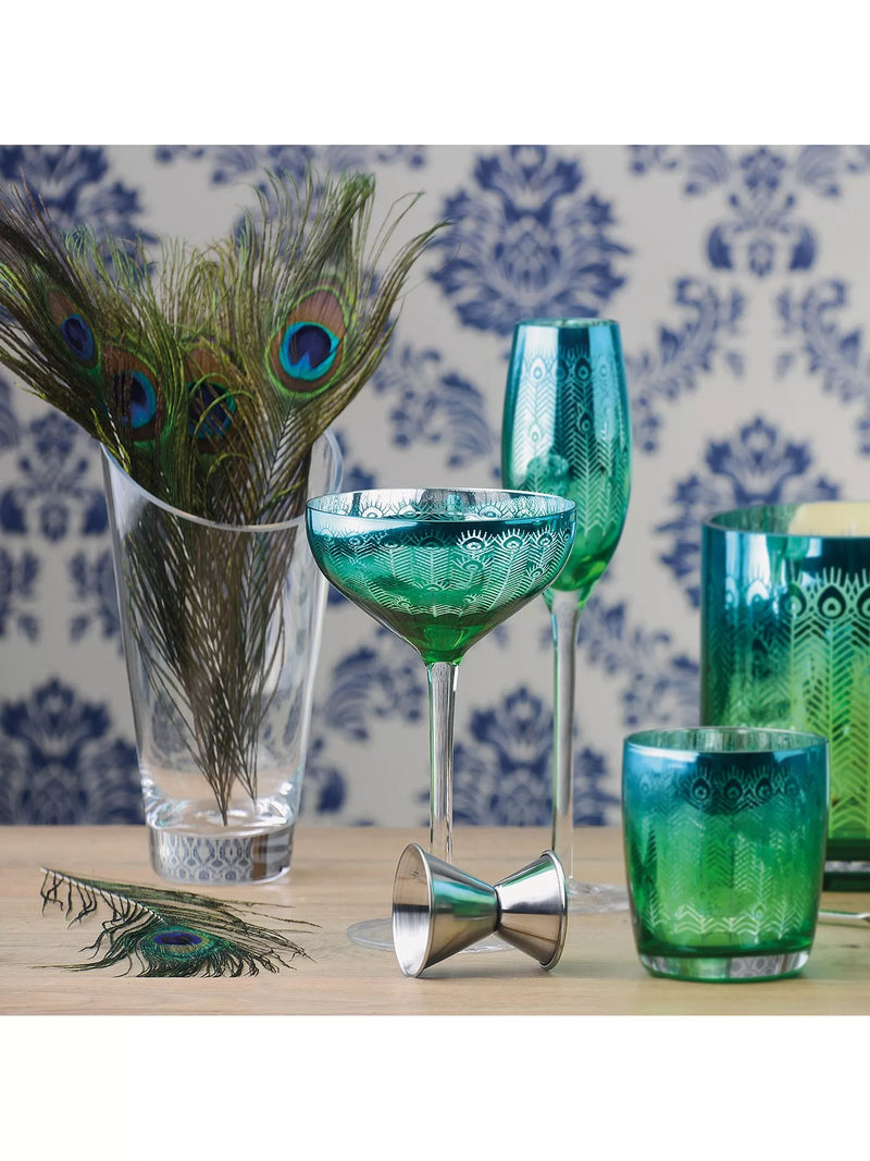 Artland Peacock green coupe cocktail glass set of 2 - British product