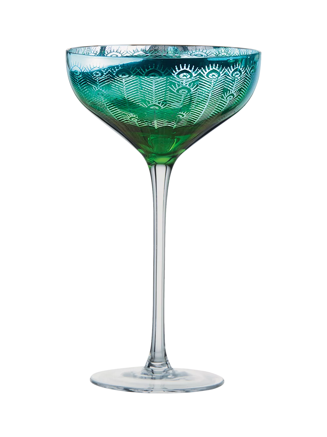 Artland Peacock green coupe cocktail glass set of 2 - British product