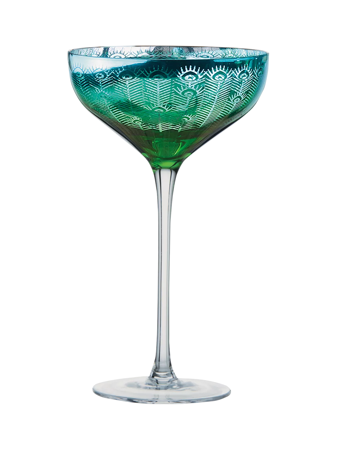 Artland Peacock green coupe cocktail glass set of 2 - British product