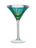 Artland Peacock electroplated martini cocktail glass set green 250ml, UK version