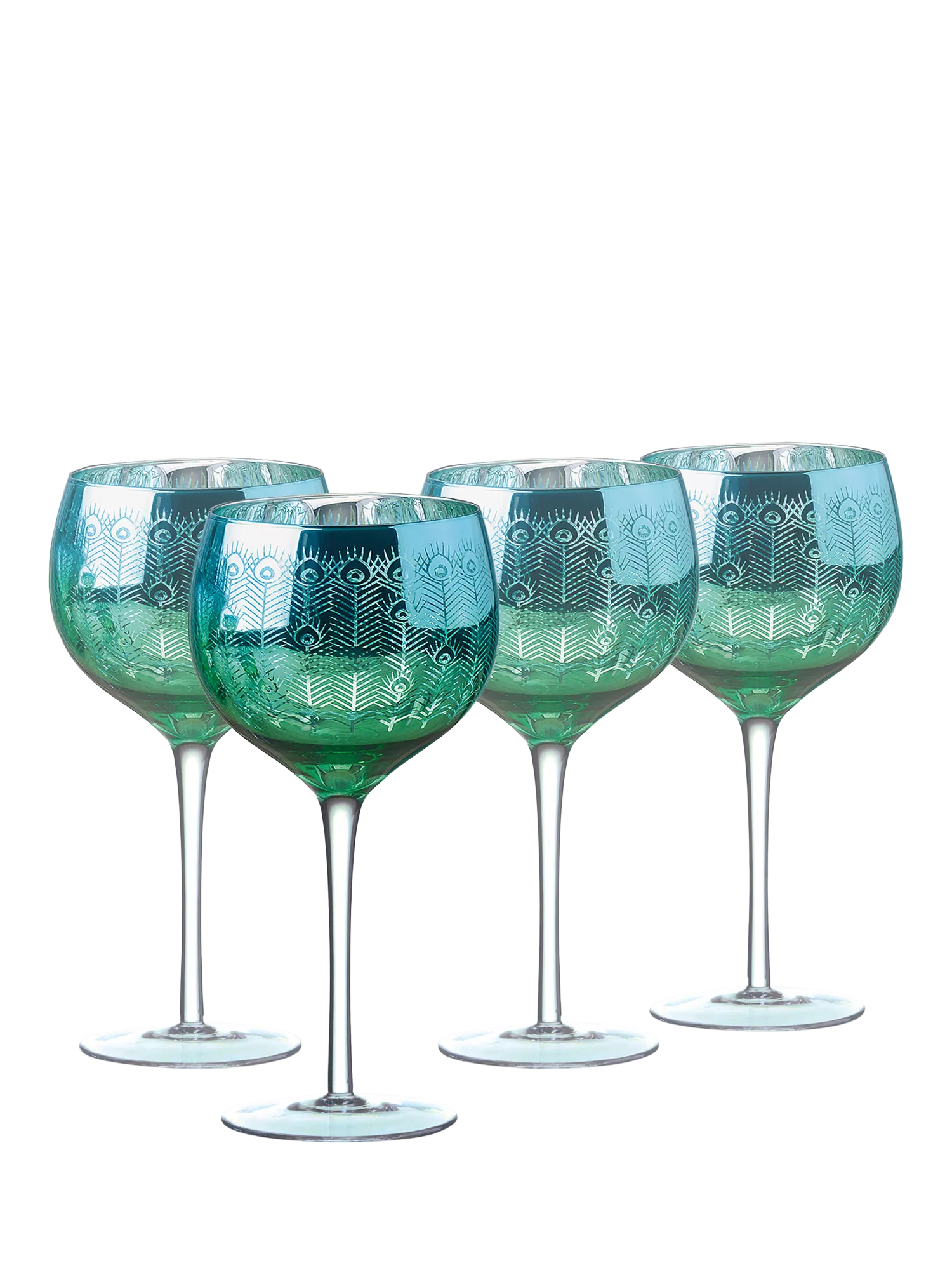 Artland Peacock gin cocktail glasses 700ml green, UK version