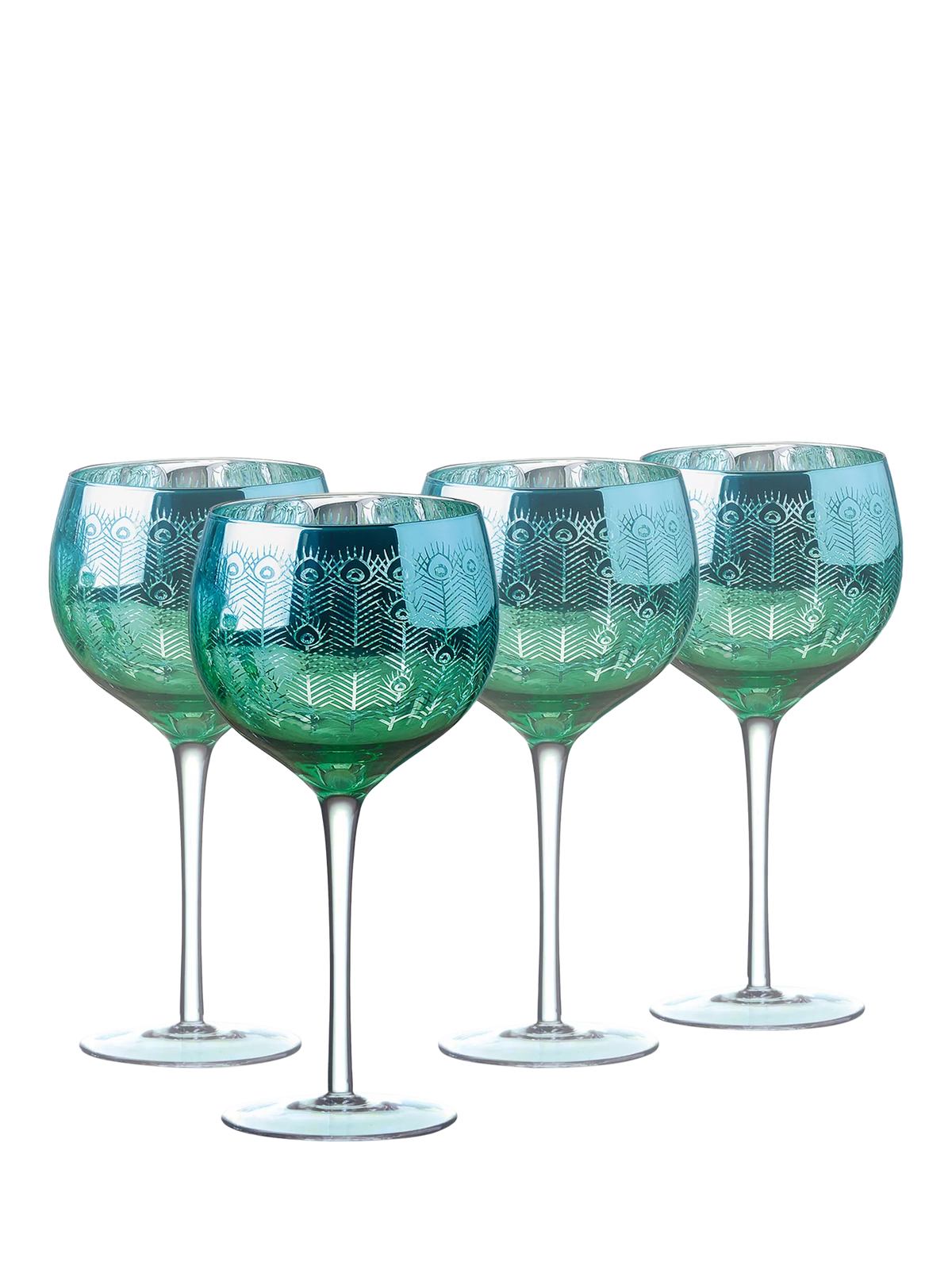 Artland Peacock gin cocktail glasses 700ml green, UK version