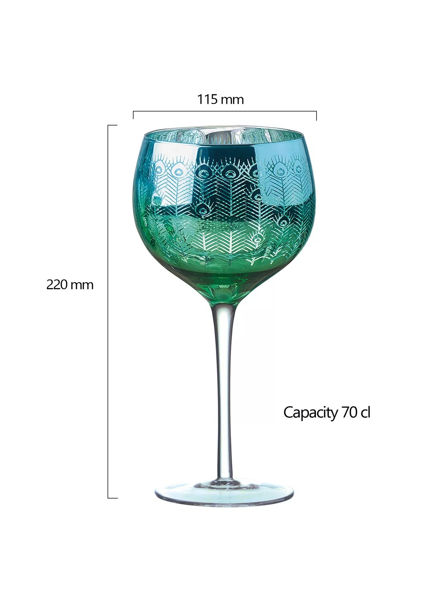 Artland Peacock gin cocktail glasses 700ml green, UK version