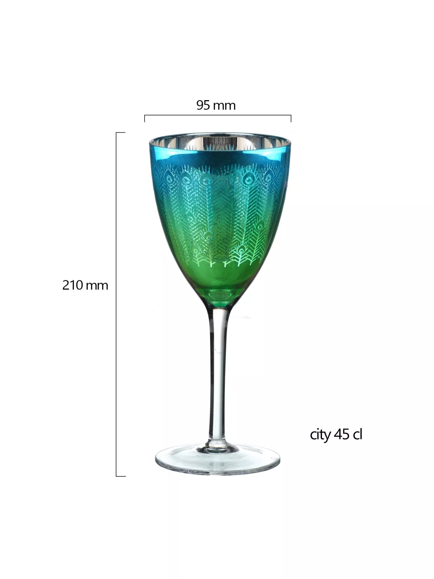 Artland Peacock electroplated green wine glasses 350ml pair (British brand)