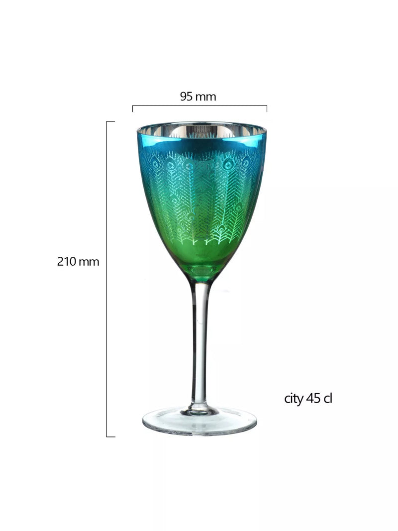Artland Peacock electroplated green wine glasses 350ml pair (British brand)