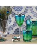 Artland Peacock electroplated green wine glasses 350ml pair (British brand)