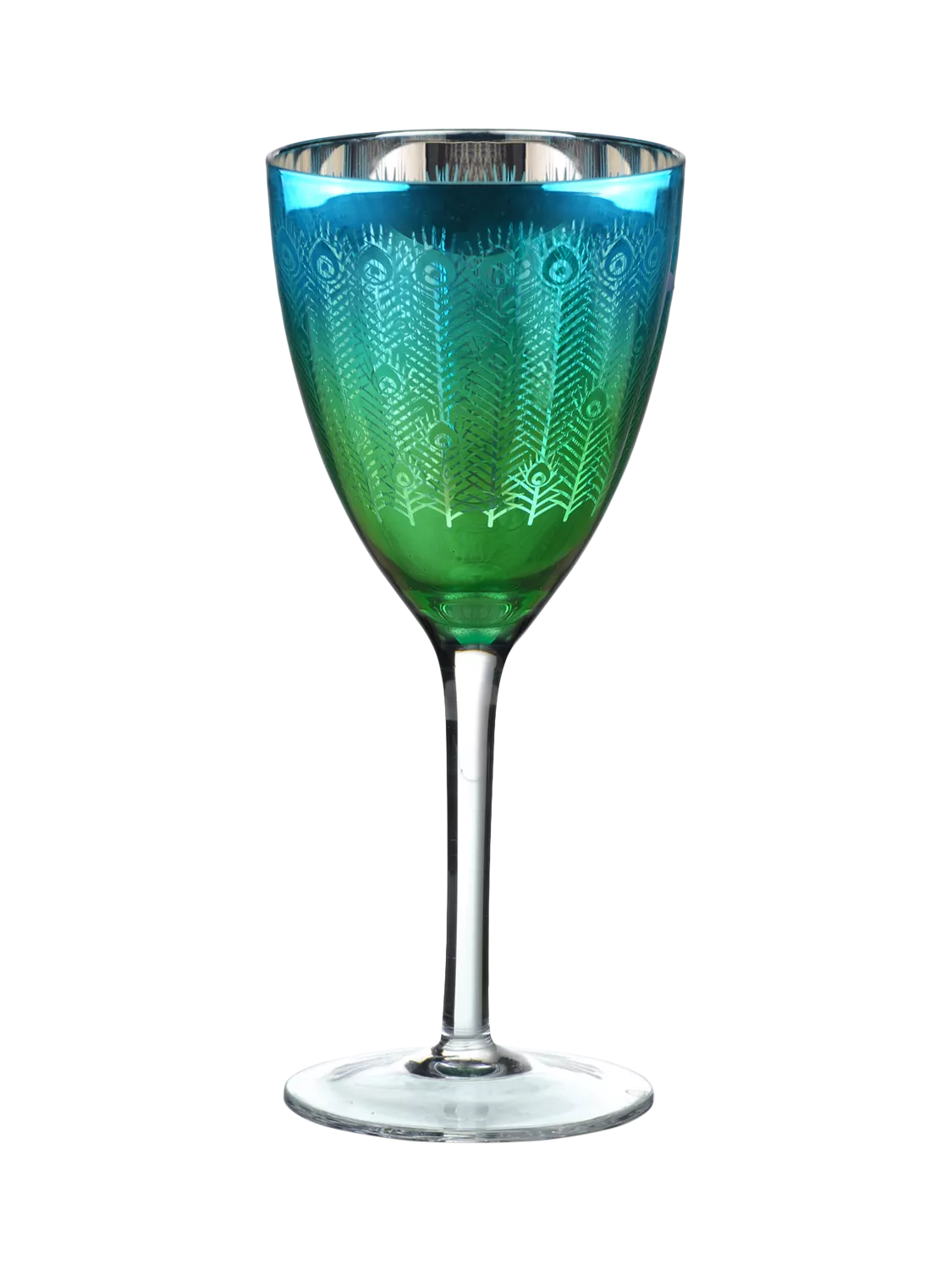 Artland Peacock electroplated green wine glasses 350ml pair (British brand)