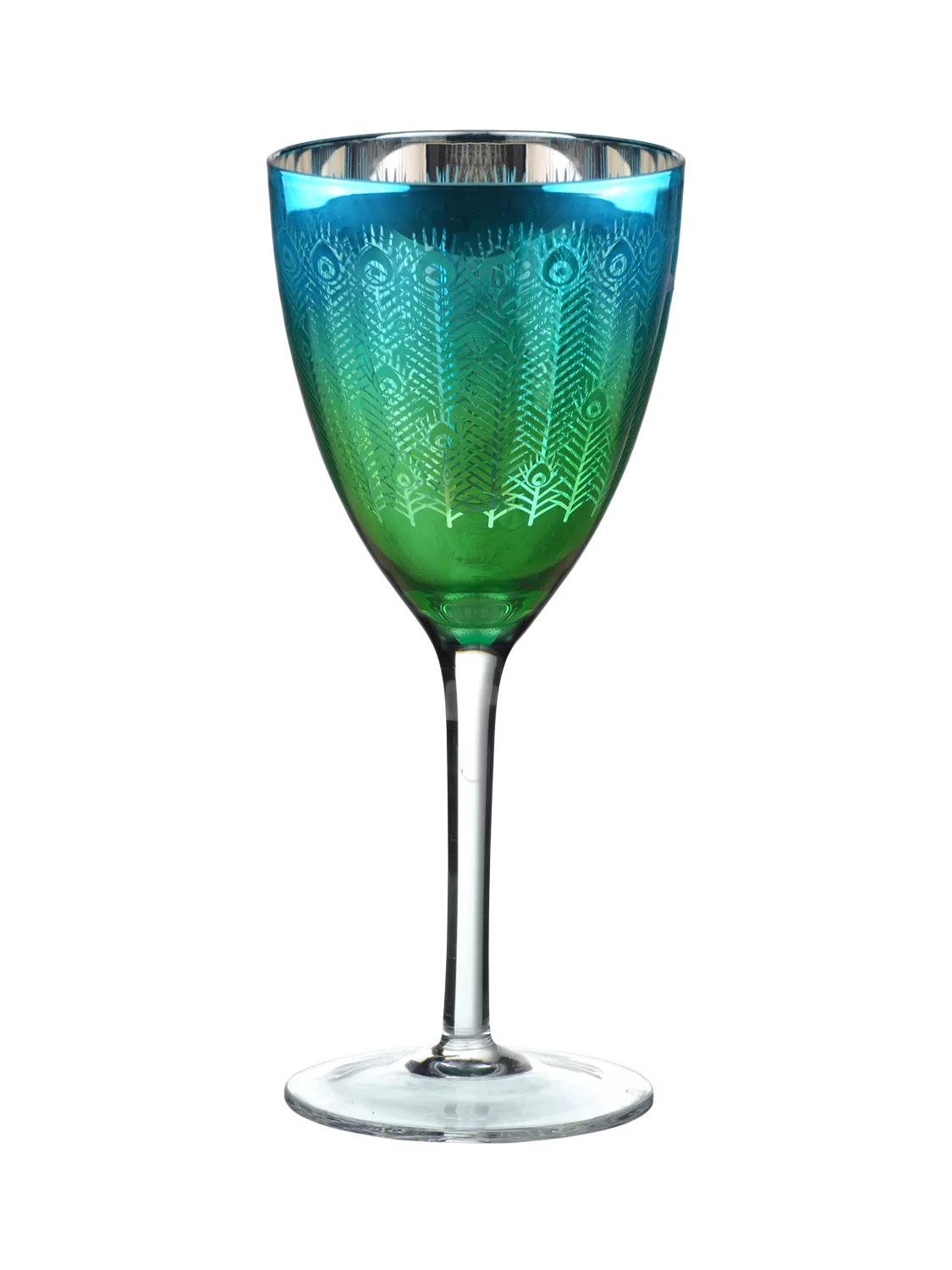 Artland Peacock electroplated green wine glasses 350ml pair (British brand)